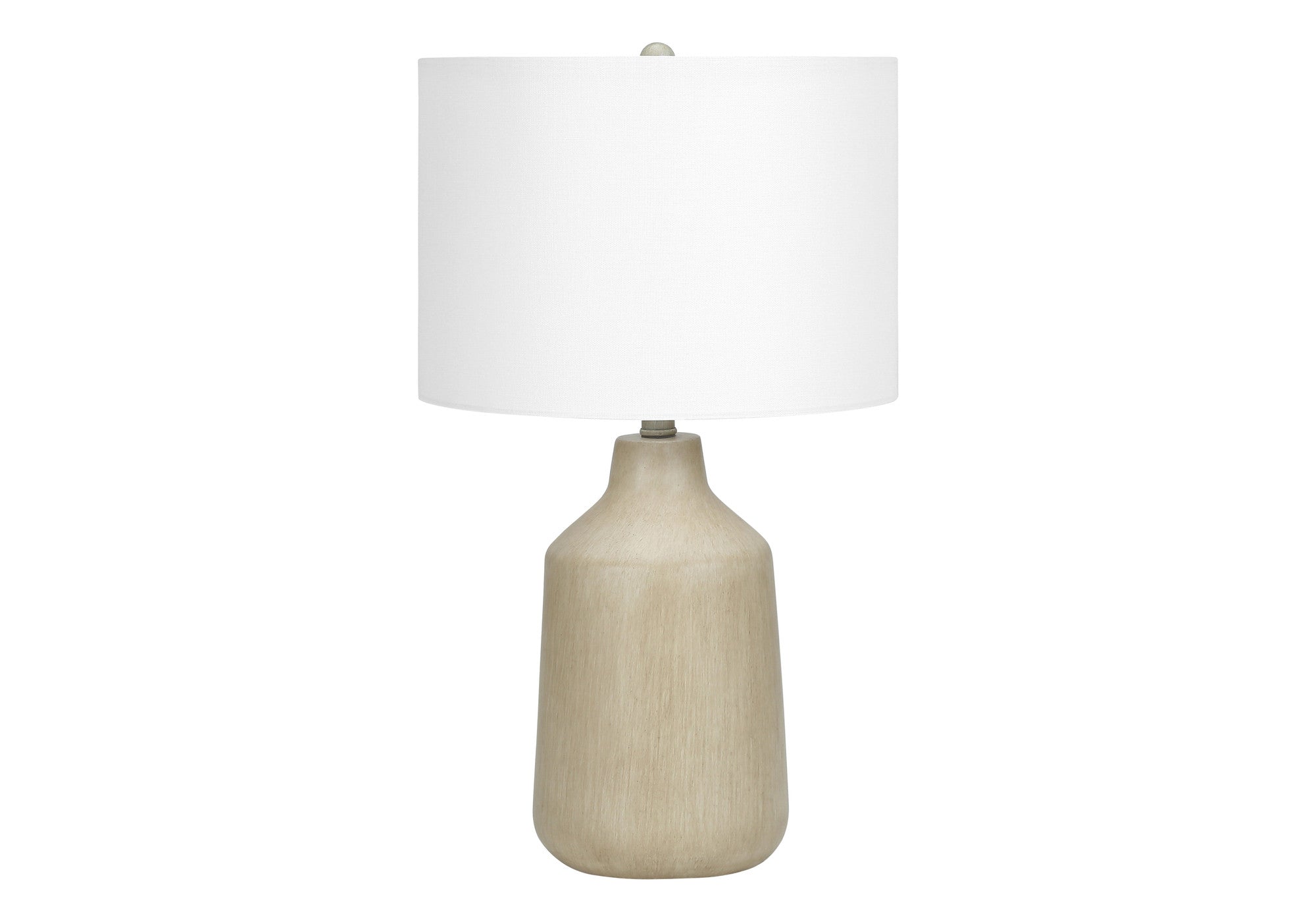 24'' Beige Concrete Urn Table Lamp With Ivory Drum Shade