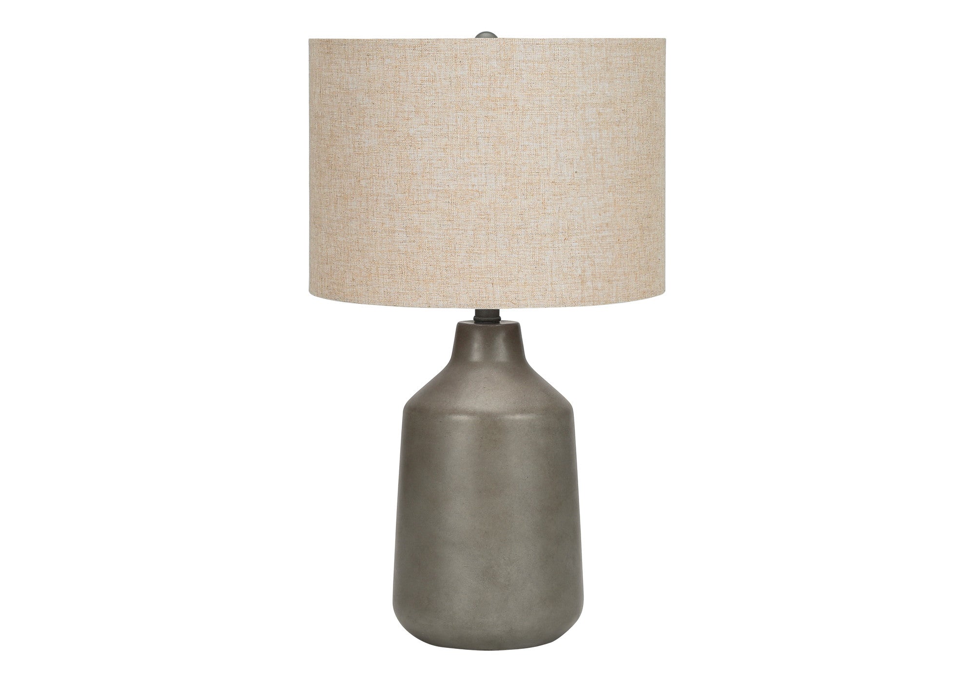 24'' Gray Concrete Urn Table Lamp With Beige Drum Shade