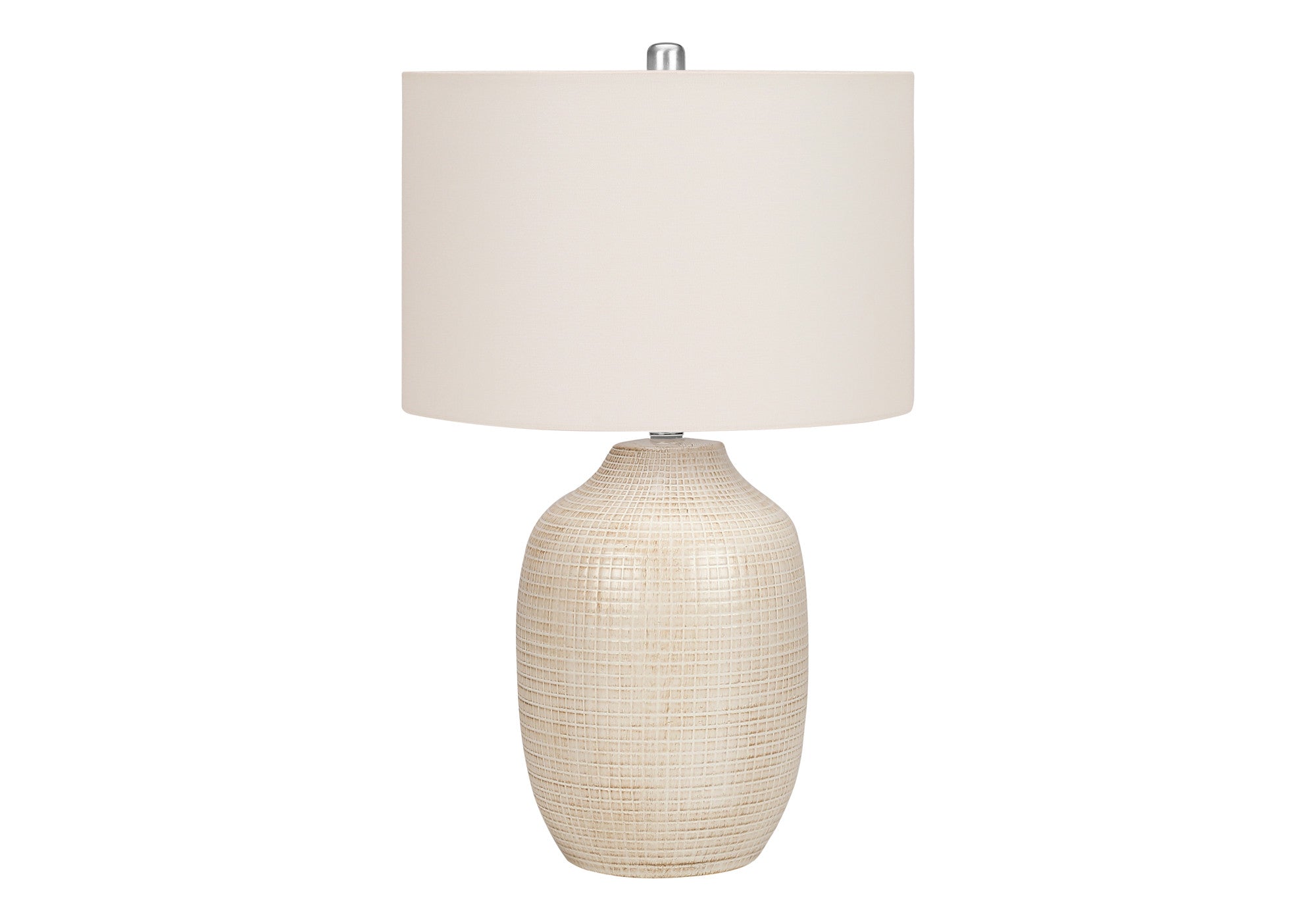 26'' Cream Ceramic Urn Table Lamp With Cream Drum Shade