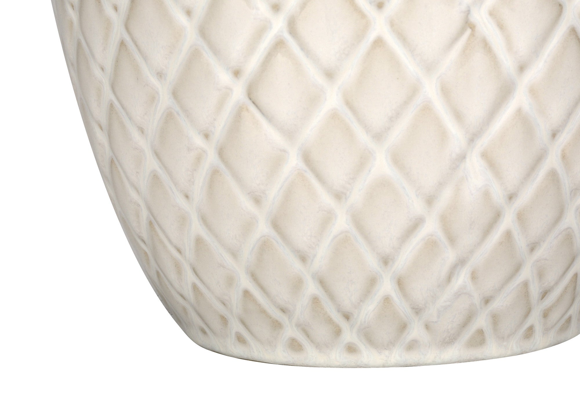 25'' Cream Ceramic Urn Table Lamp With Cream Drum Shade