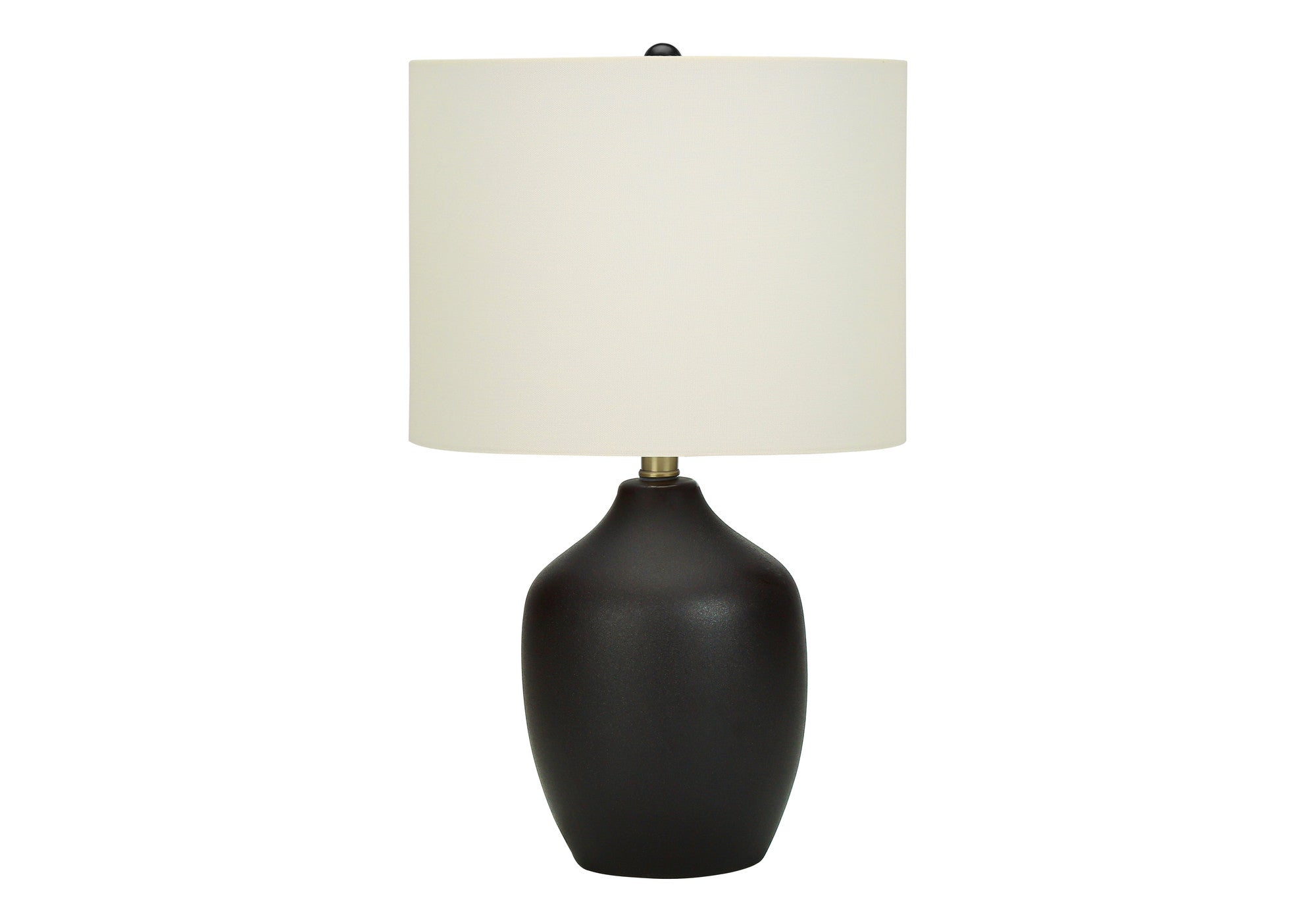 22'' Black Ceramic Urn Table Lamp With Ivory Drum Shade