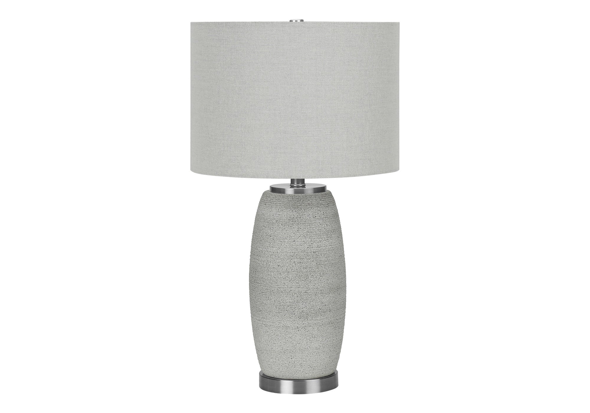 25'' Gray And Silver Ceramic Cylinder Table Lamp With Gray Drum Shade