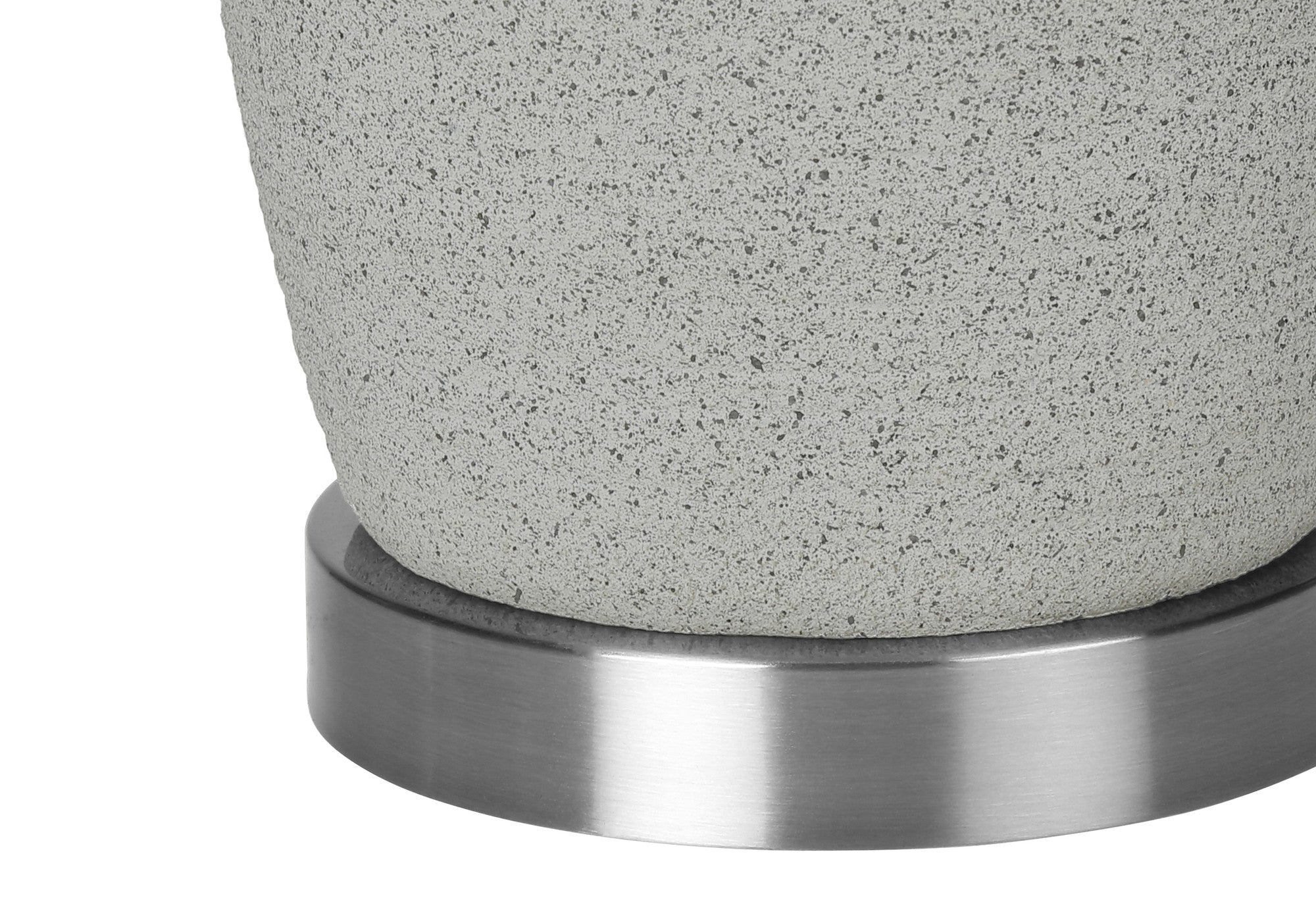 25'' Gray And Silver Ceramic Cylinder Table Lamp With Gray Drum Shade