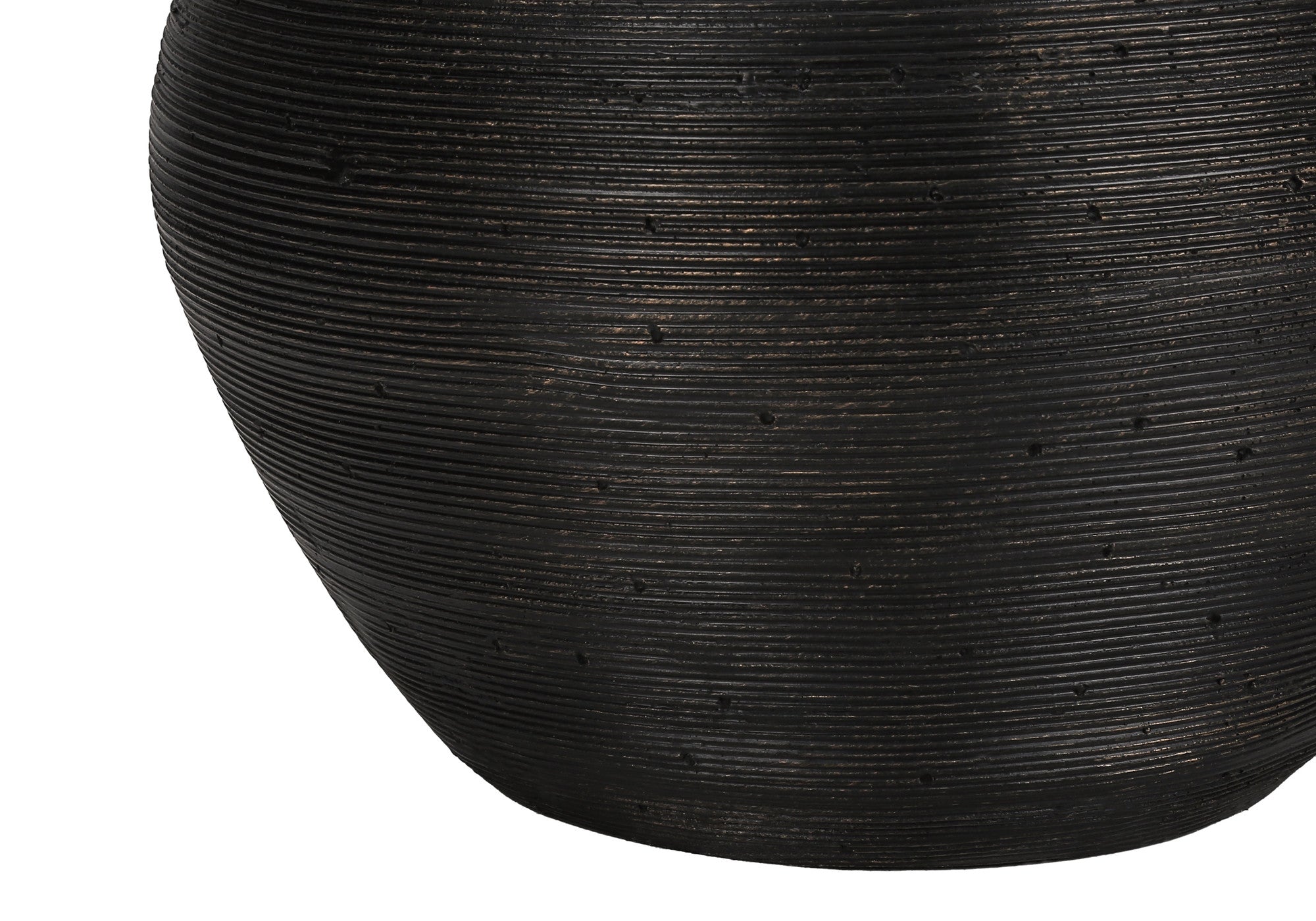 25'' Black And Gold Concrete Round Table Lamp With Ivory Drum Shade