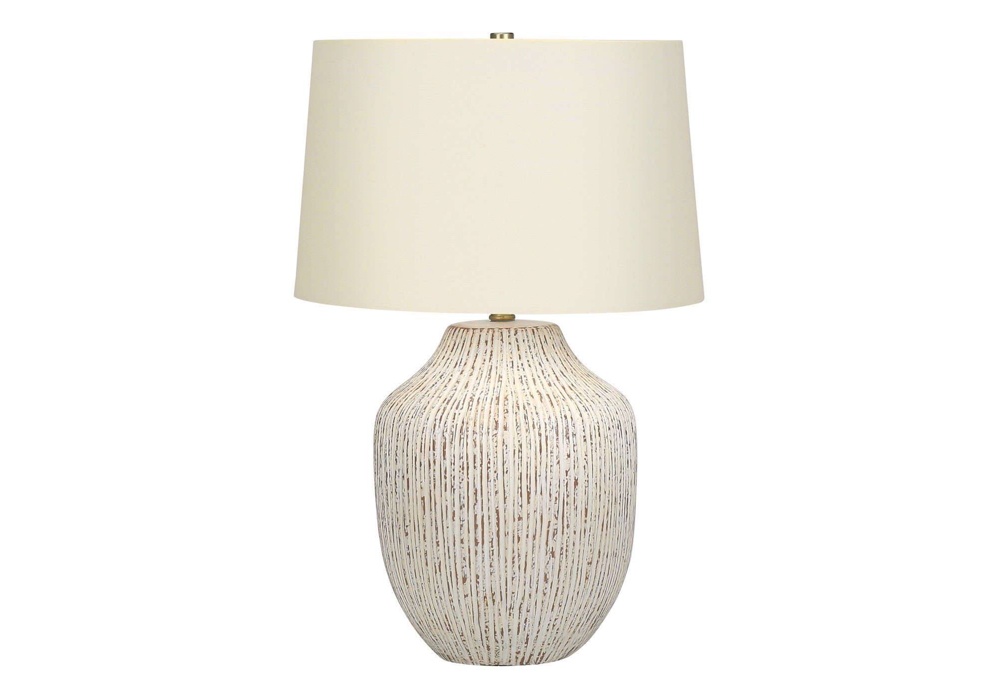26'' Cream Ceramic Round Table Lamp With Cream Empire Shade