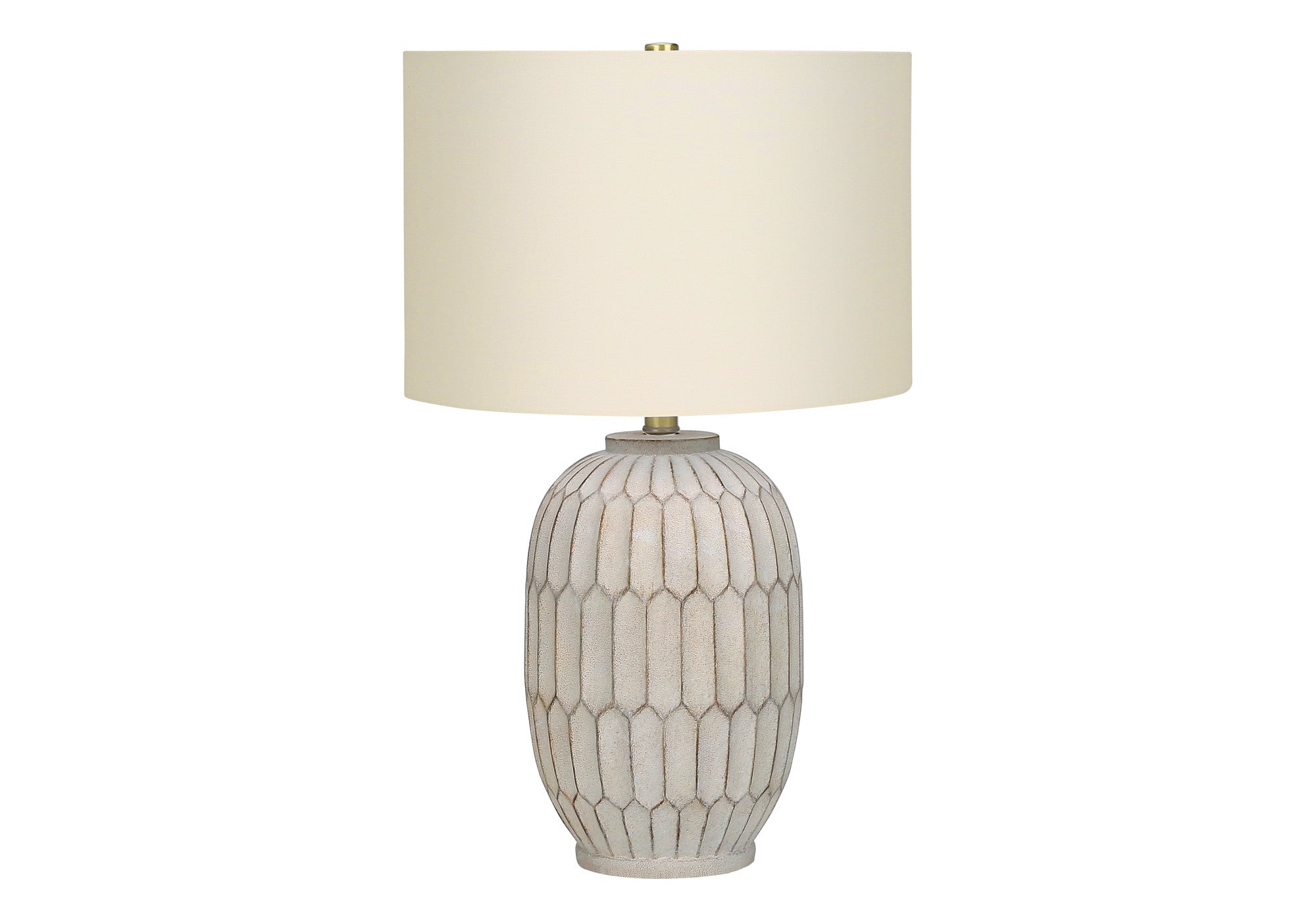 24'' Cream Geometric Table Lamp With Cream Drum Shade