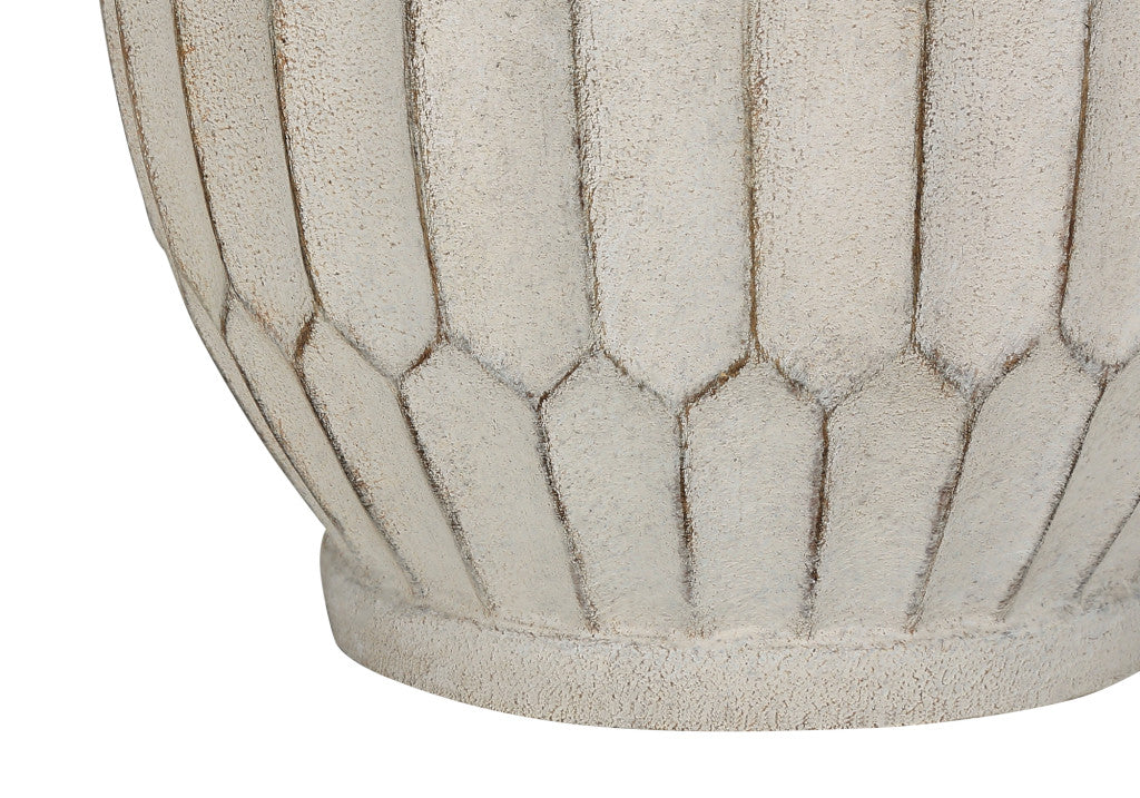 24'' Cream Geometric Table Lamp With Cream Drum Shade