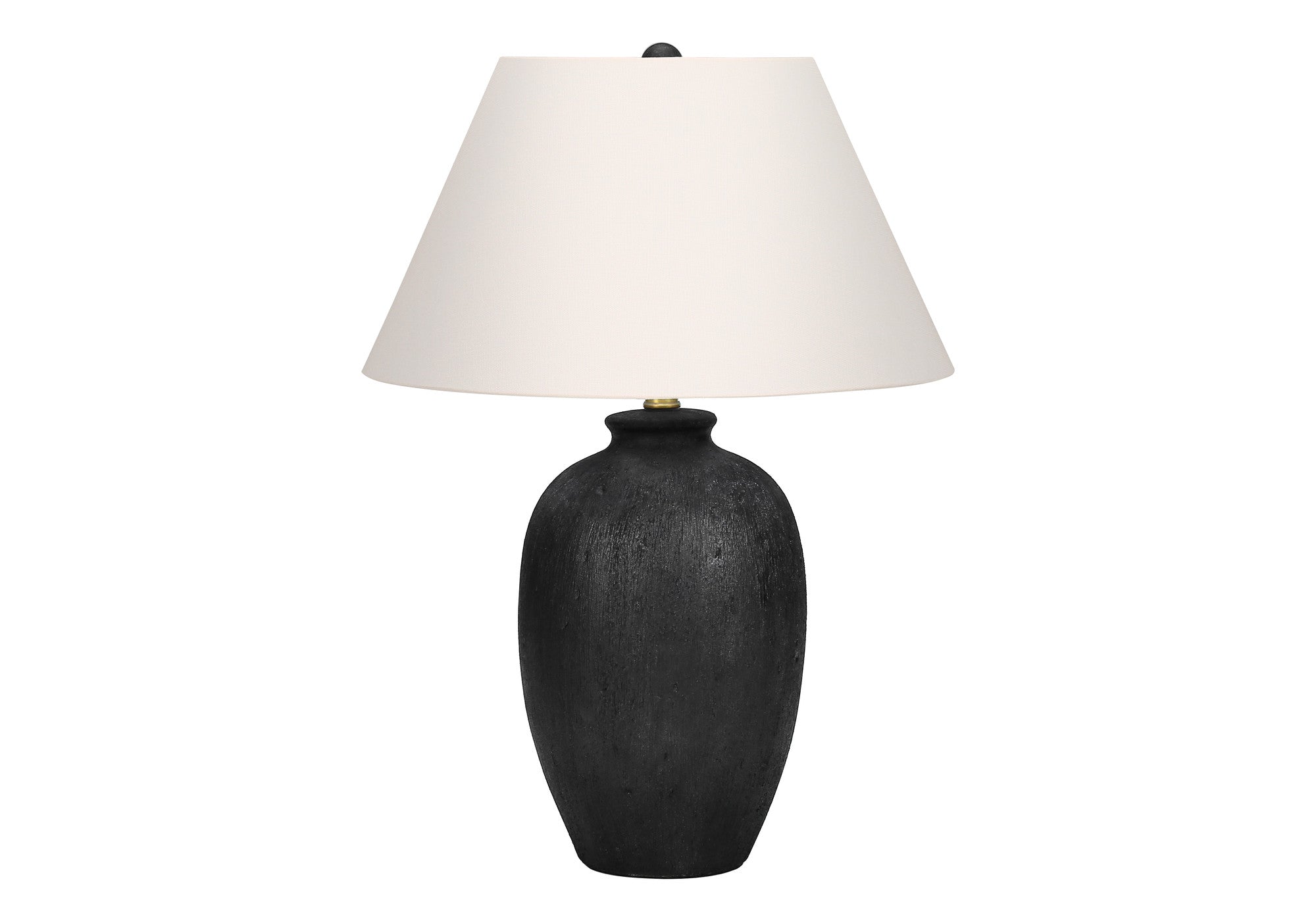 24'' Black Ceramic Round Table Lamp With Ivory Empire Shade