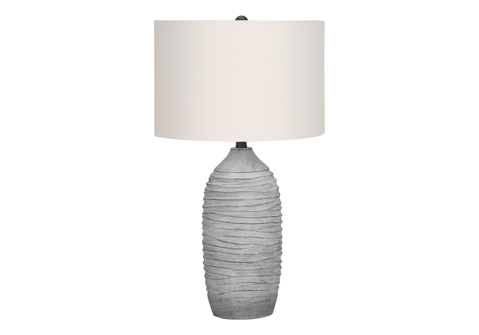 27'' Gray Cylinder Table Lamp With Ivory Drum Shade