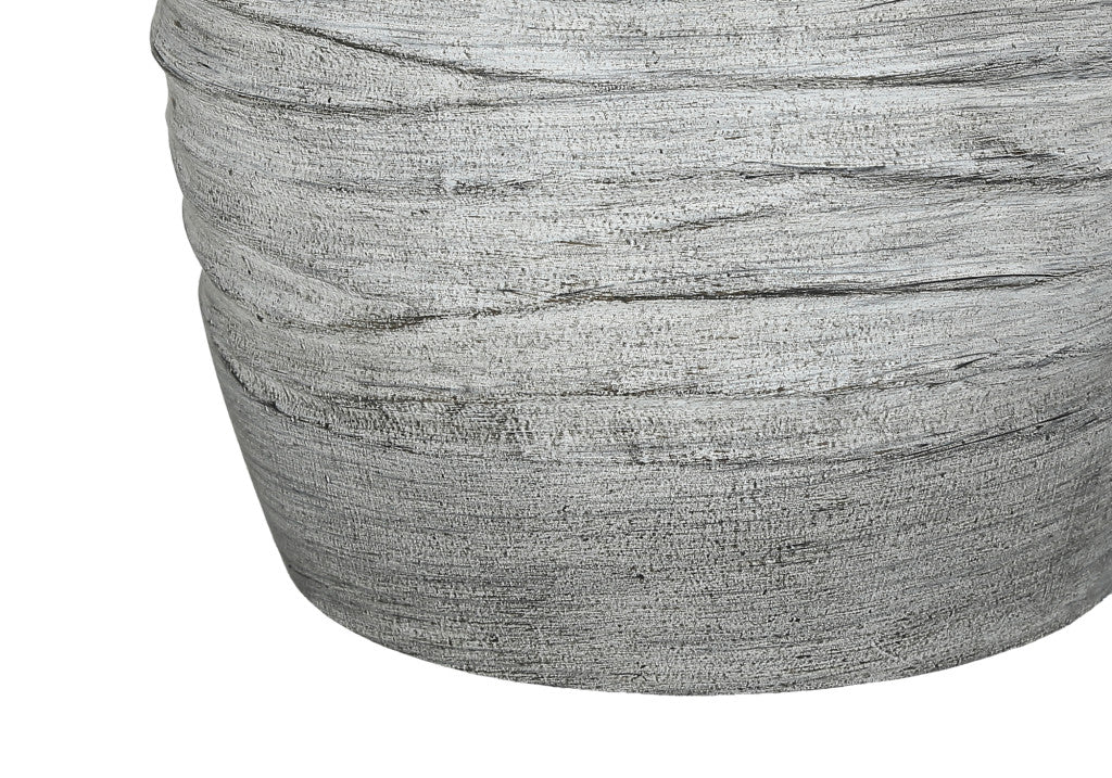 27'' Gray Cylinder Table Lamp With Ivory Drum Shade