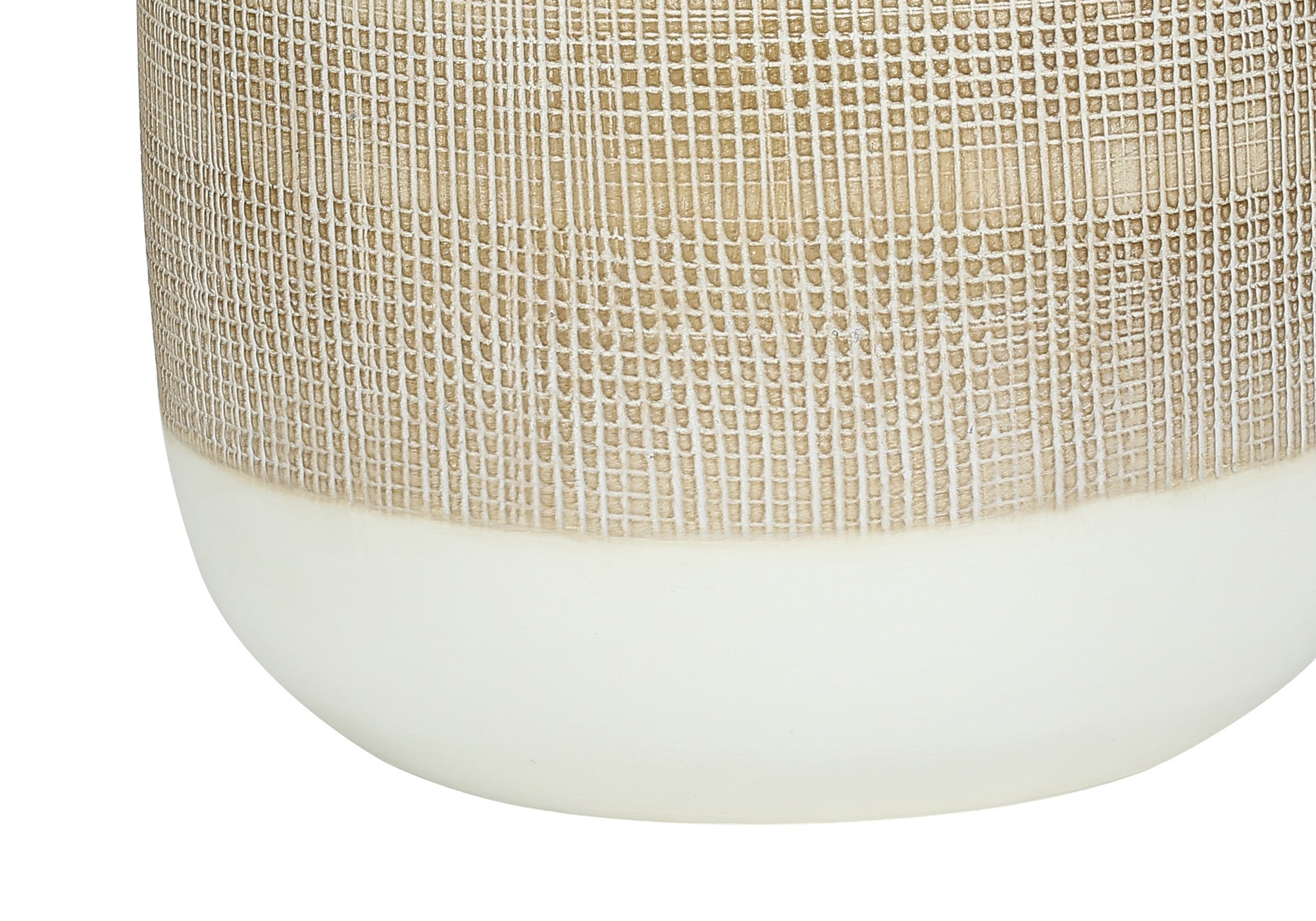27'' Brown And White Ceramic Round Table Lamp With Beige Drum Shade