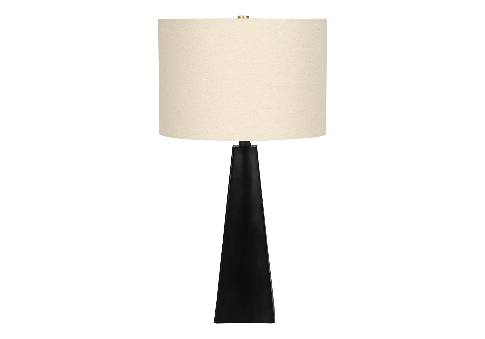 27'' Black Geometric Table Lamp With Beige Drum Shade