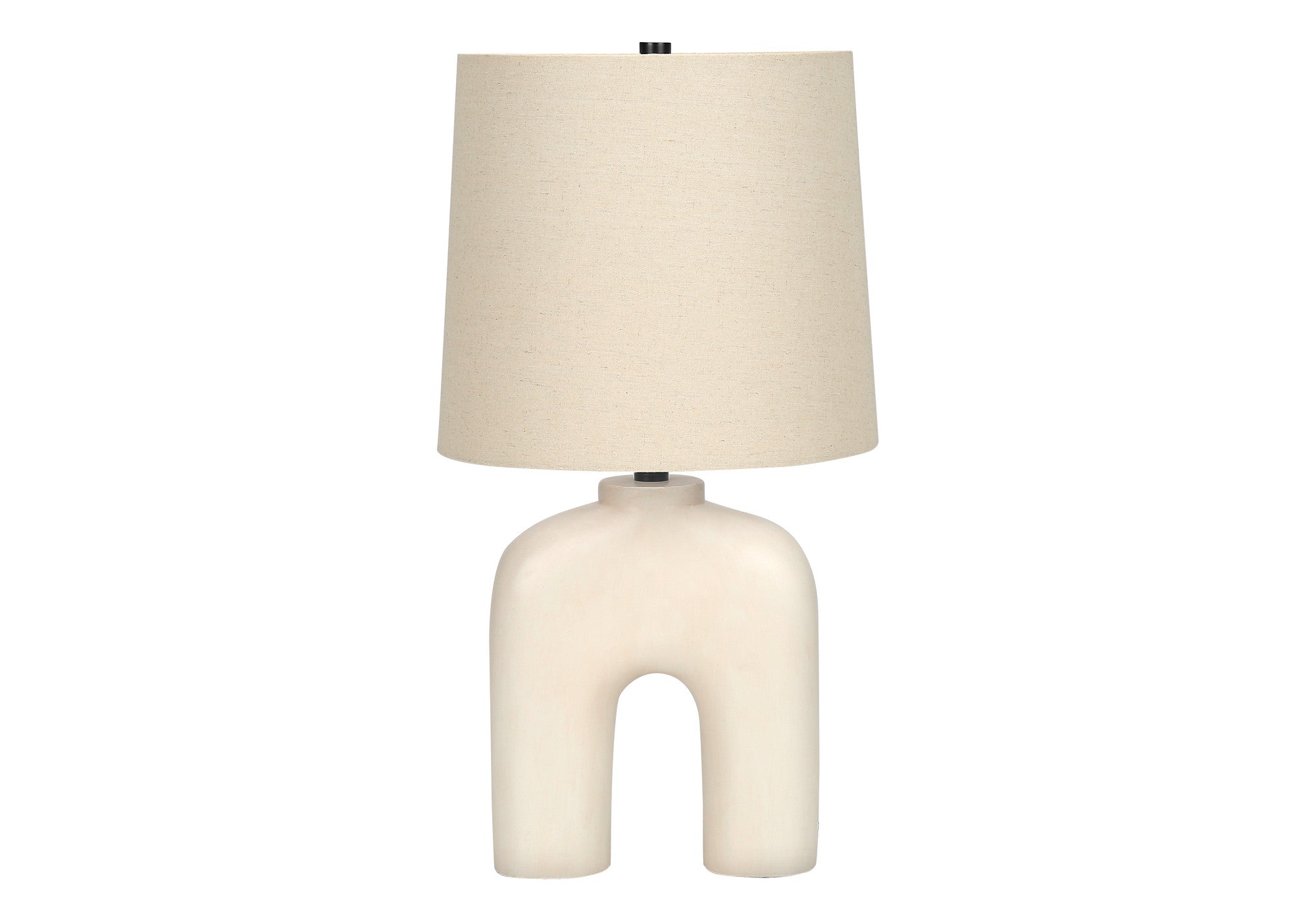 25'' Cream Geometric Table Lamp With Beige Empire Shade