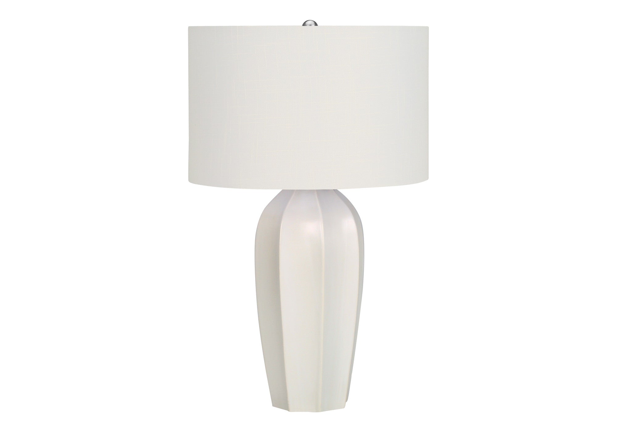 27'' Cream Ceramic Geometric Table Lamp With Cream Drum Shade