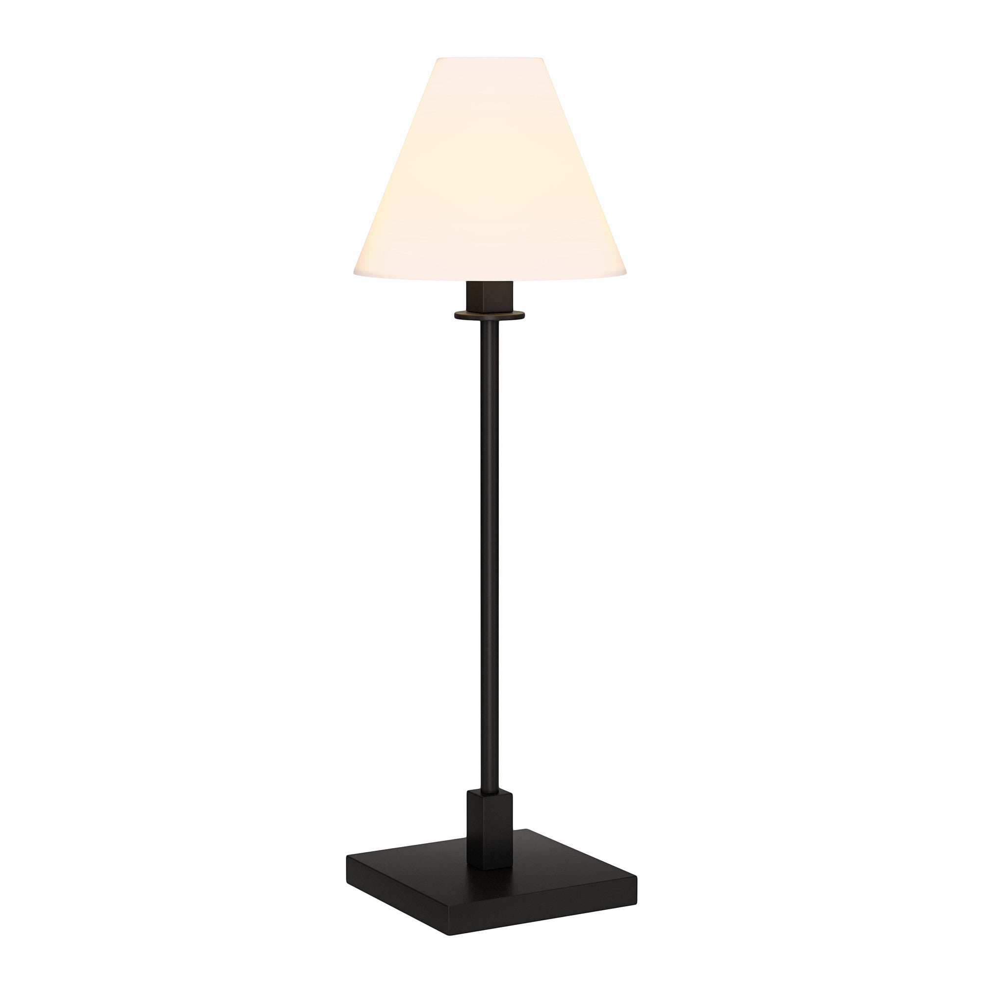 28'' Black Metal Candlestick Table Lamp With White Cone Shade