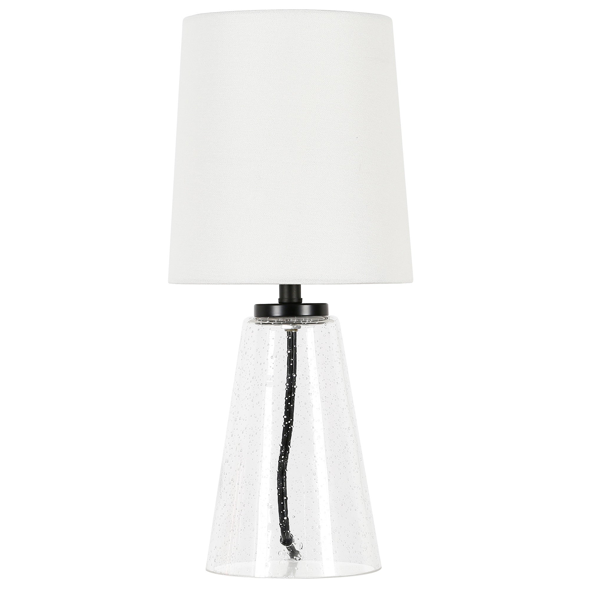 16'' Clear Glass Geometric Table Lamp With White Drum Shade
