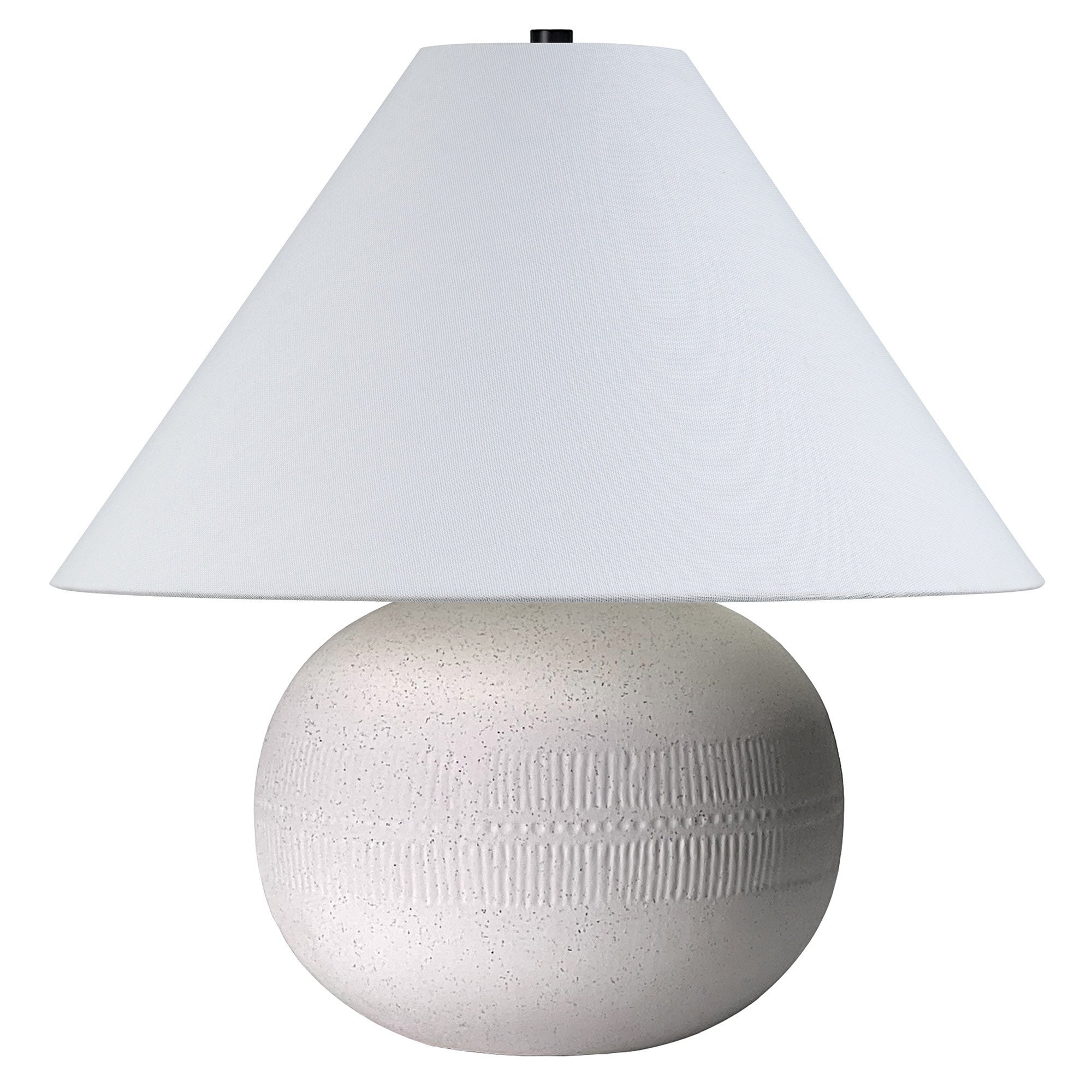18'' Off White Ceramic Round Table Lamp With White Cone Shade