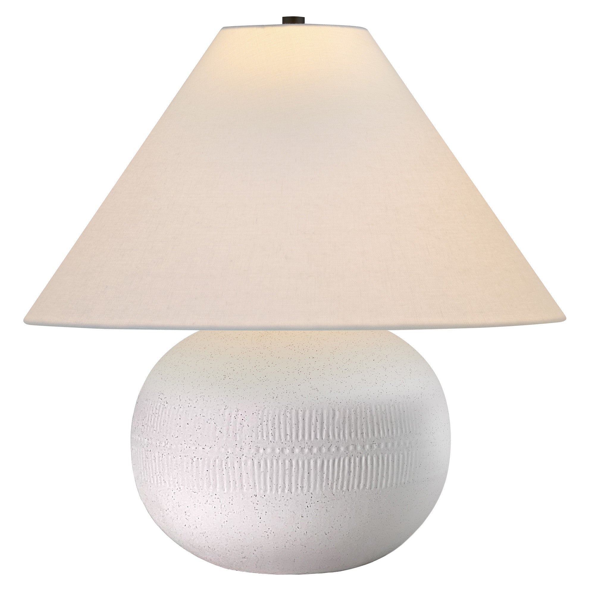 18'' Off White Ceramic Round Table Lamp With White Cone Shade