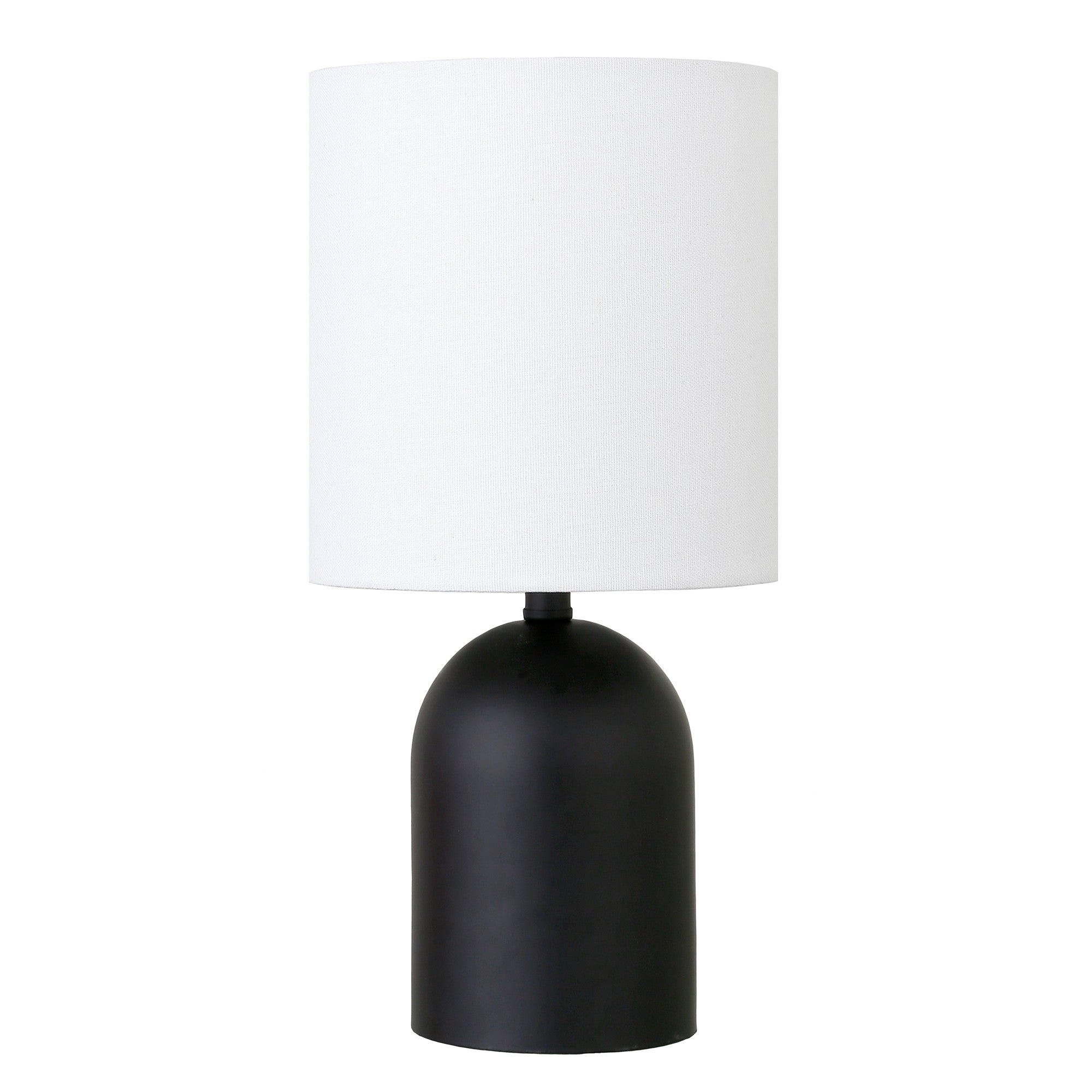 Homeroots 546119 13 In. Metal Cylinder Table Lamp With White Drum Shade Black