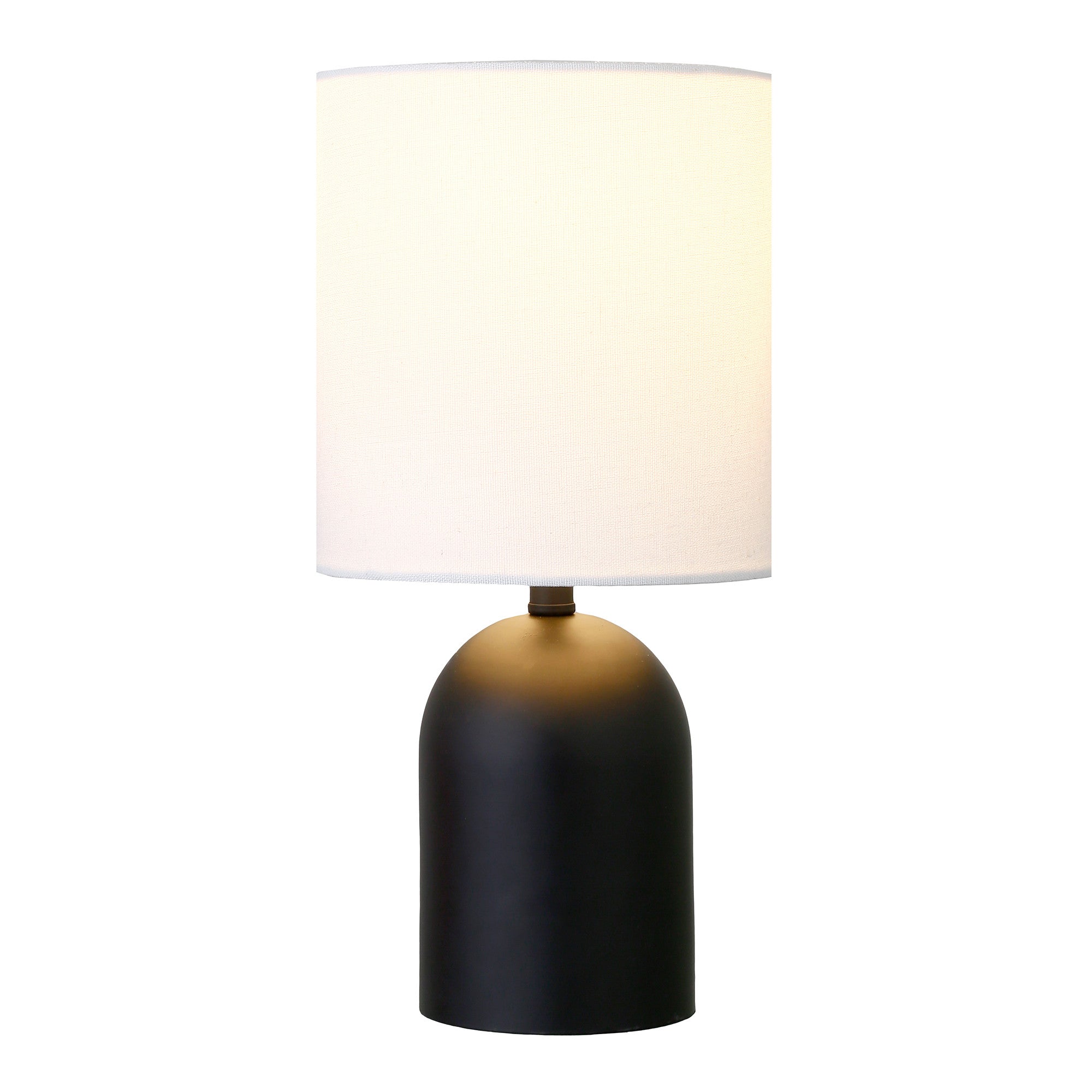 Homeroots 546119 13 In. Metal Cylinder Table Lamp With White Drum Shade Black