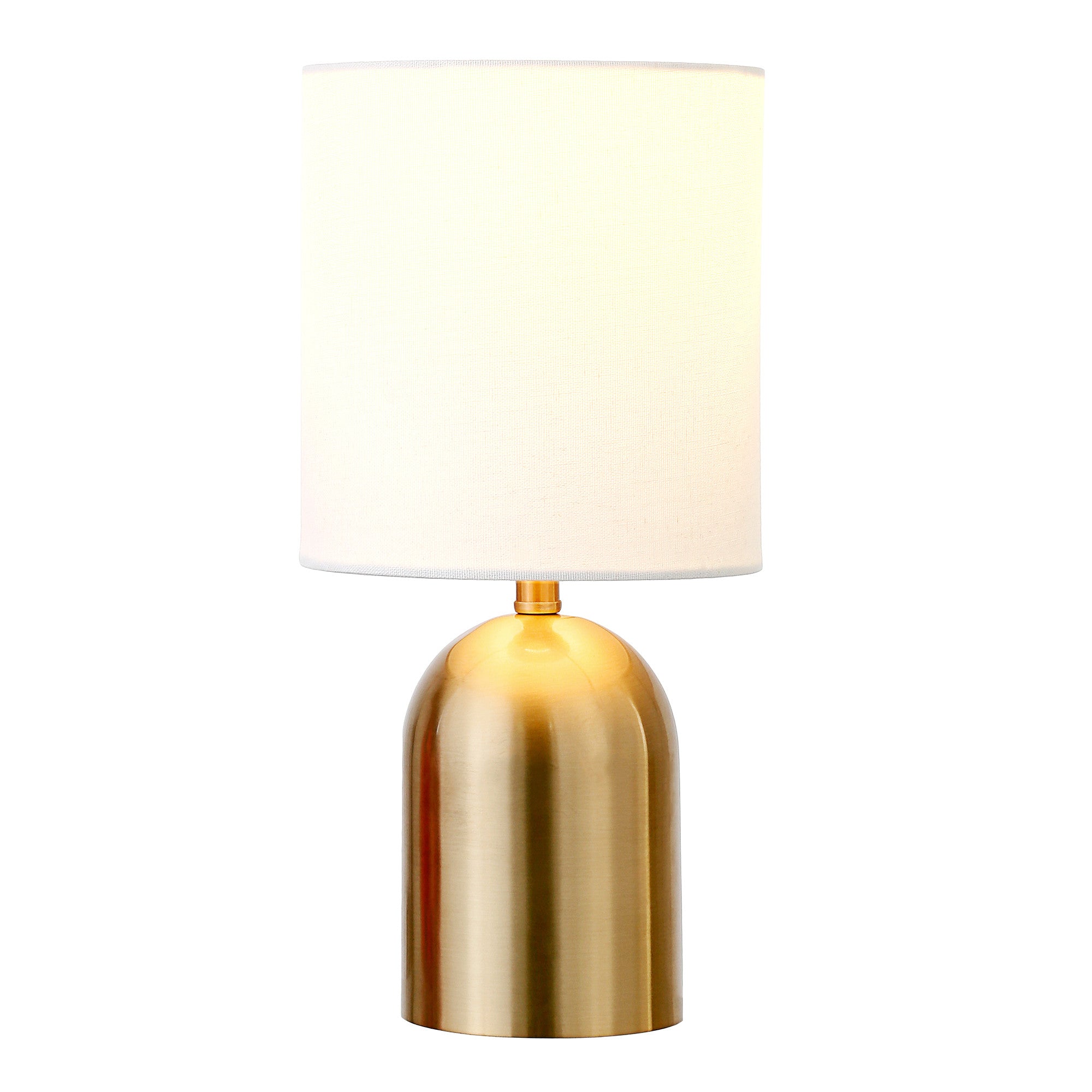 13'' Gold Metal Cylinder Table Lamp With White Drum Shade