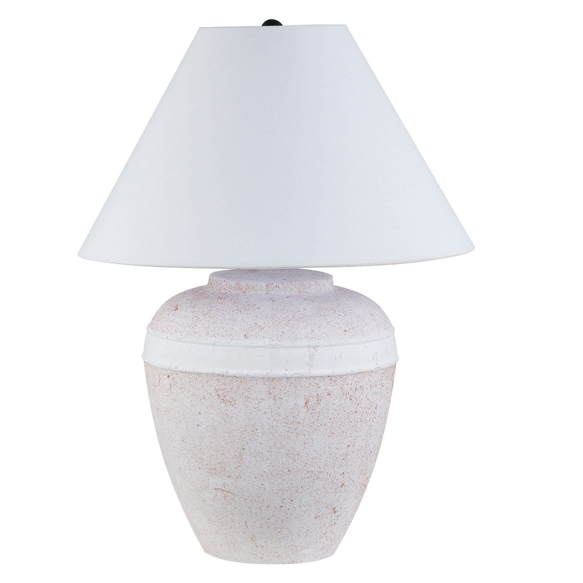 23'' Red And White Ceramic Urn Table Lamp With White Cone Shade