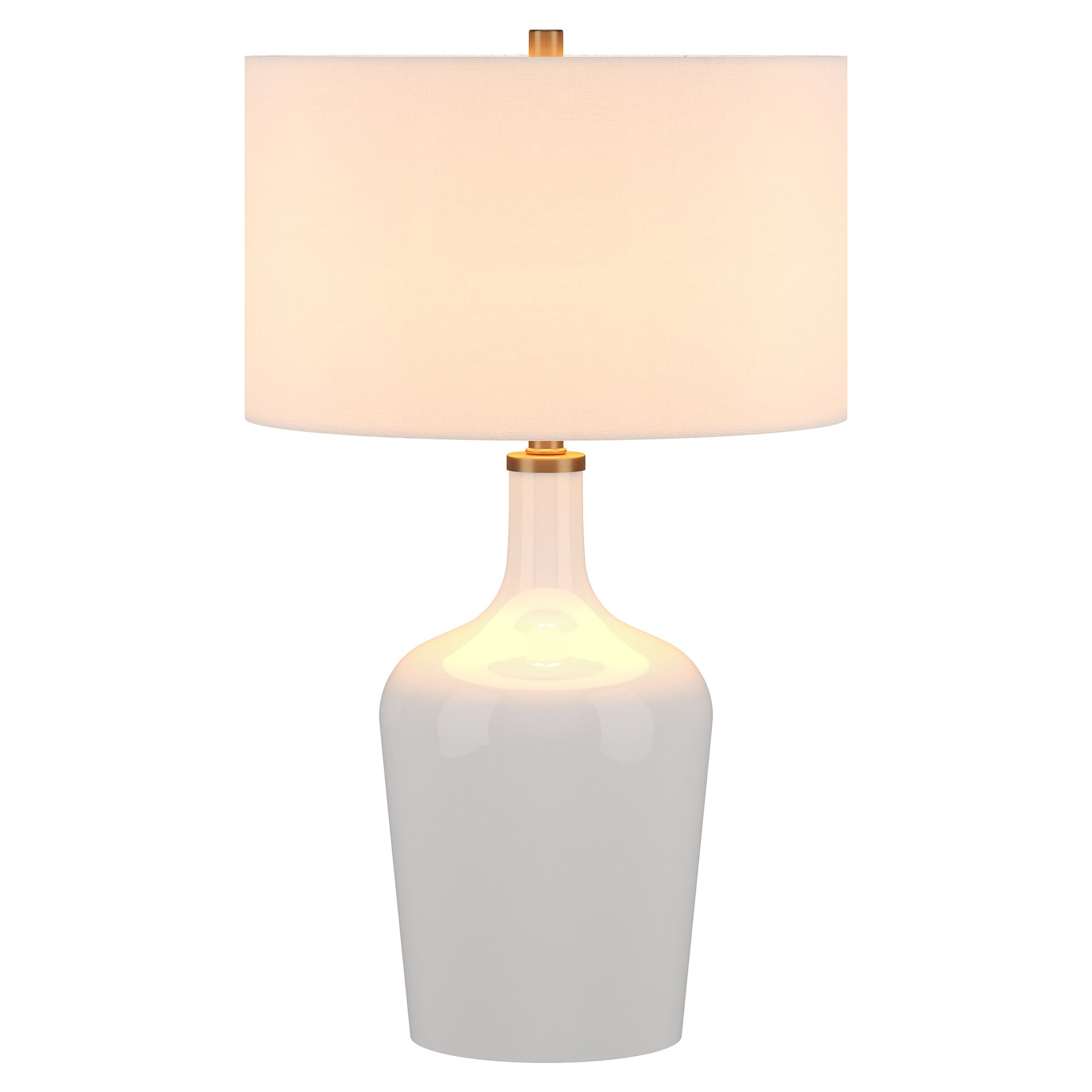 25'' White Glass Urn Table Lamp With White Drum Shade