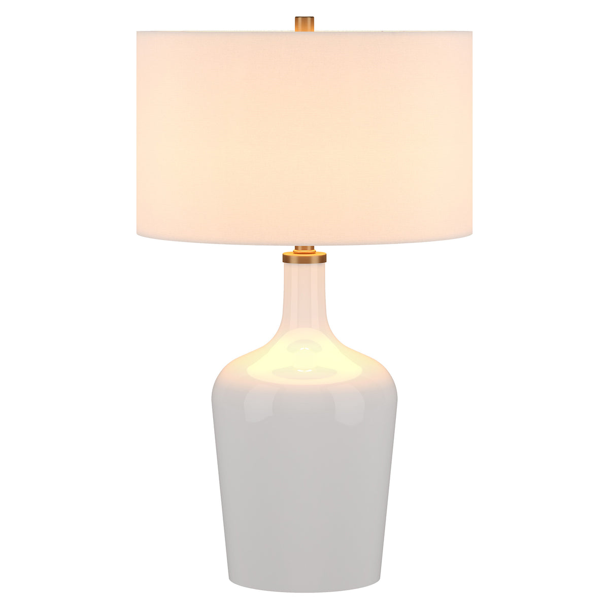 25'' White Glass Urn Table Lamp With White Drum Shade