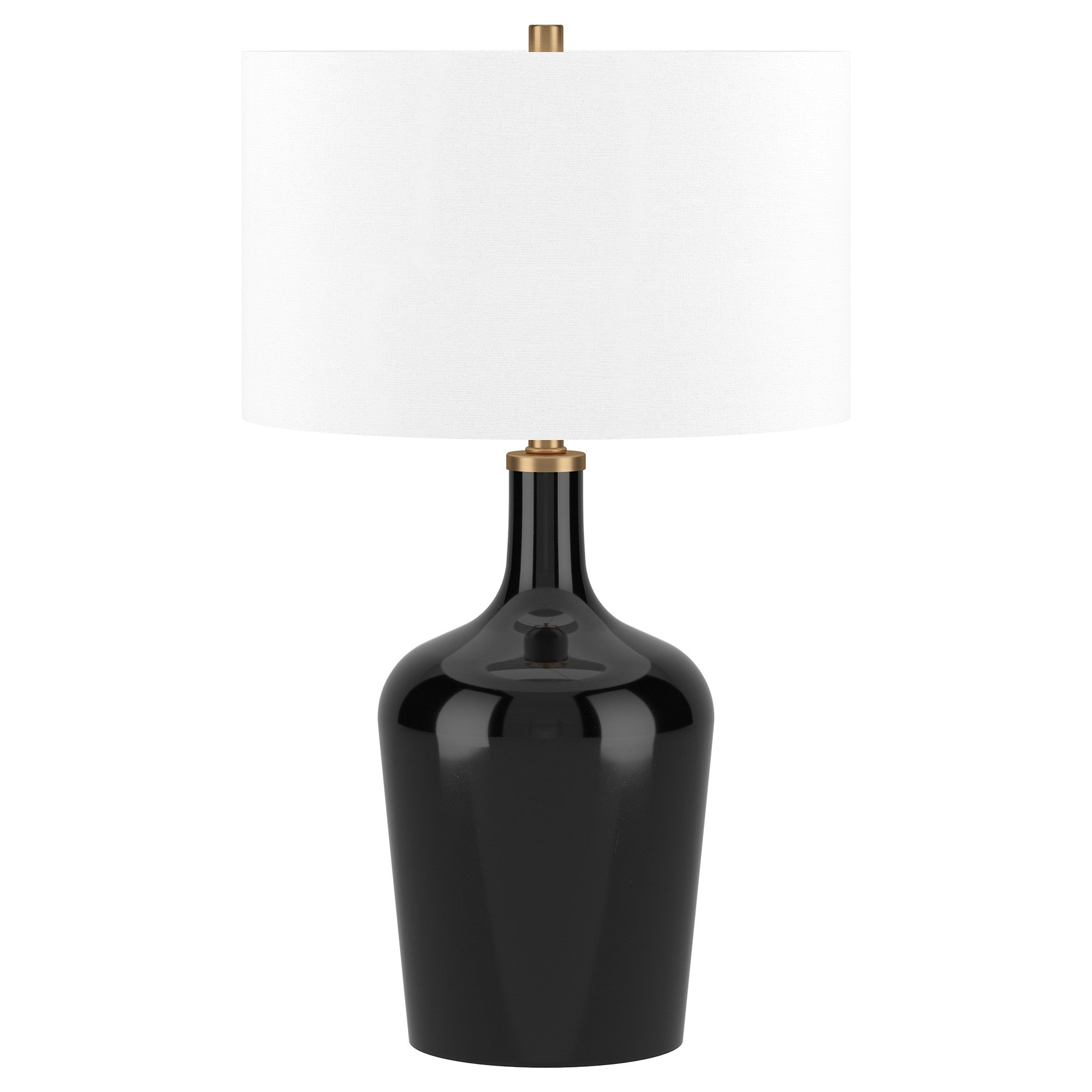 25'' Black Glass Urn Table Lamp With White Drum Shade