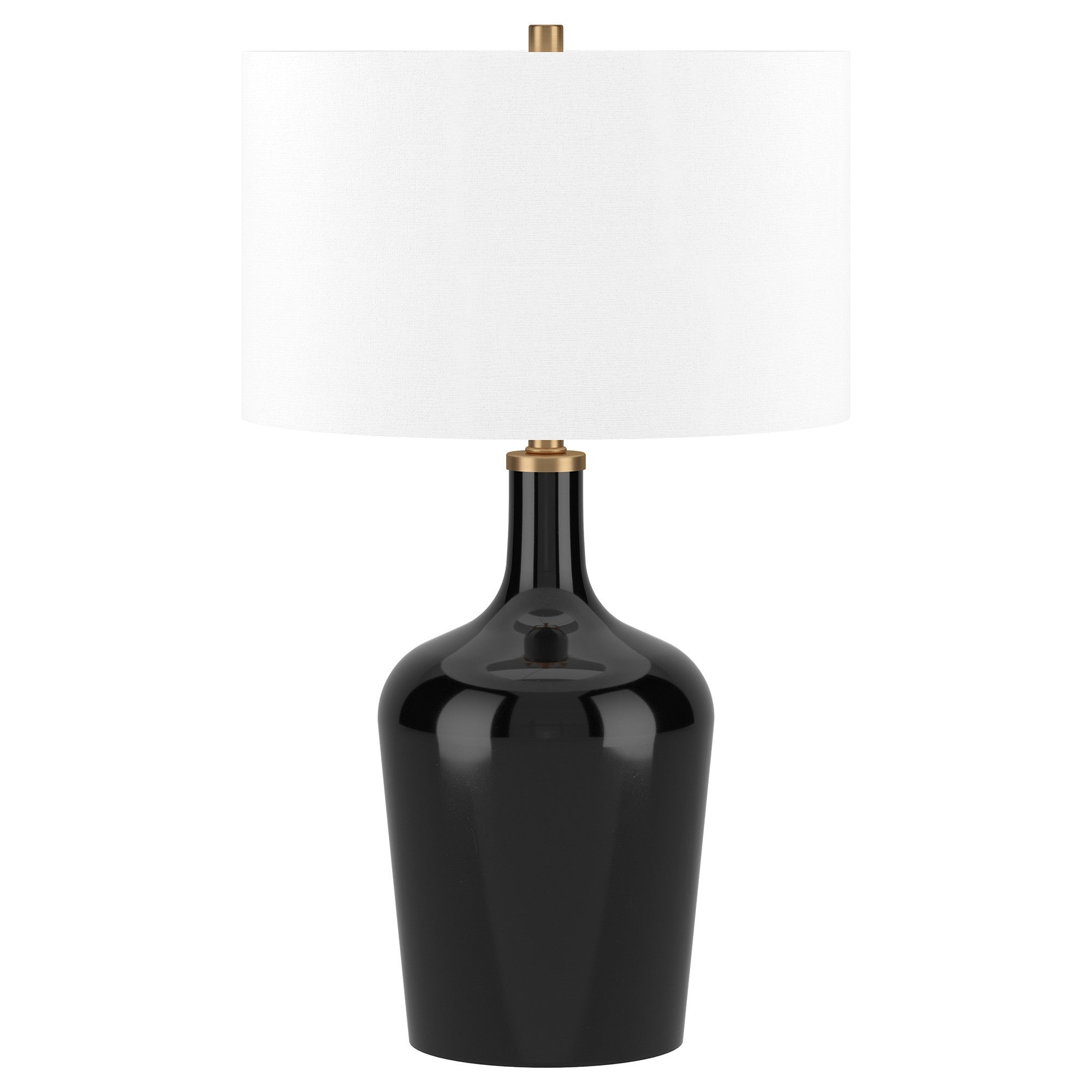 25'' Black Glass Urn Table Lamp With White Drum Shade
