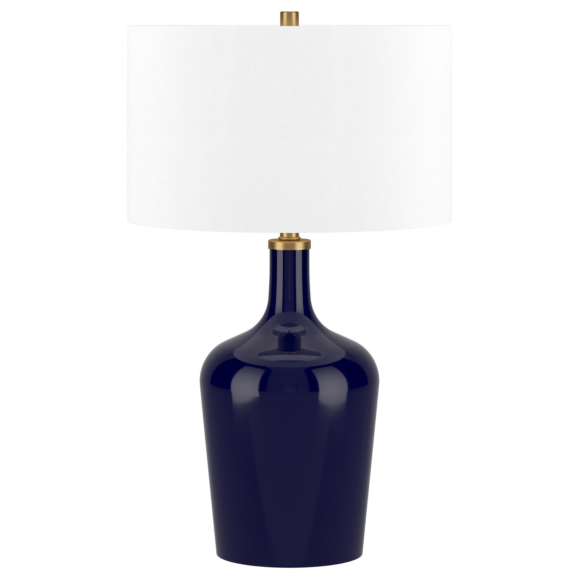 25'' Blue Glass Urn Table Lamp With White Drum Shade