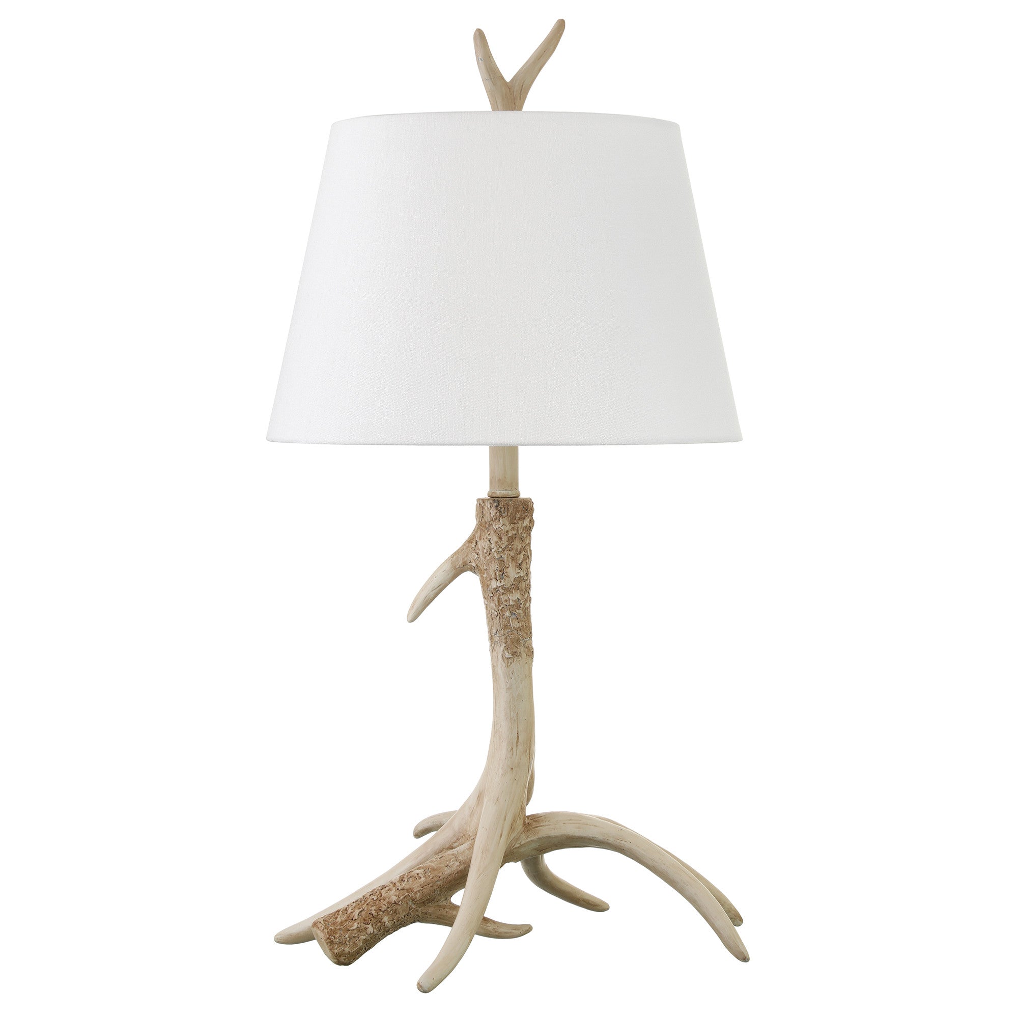 27'' Brown Antlers Table Lamp With White Drum Shade