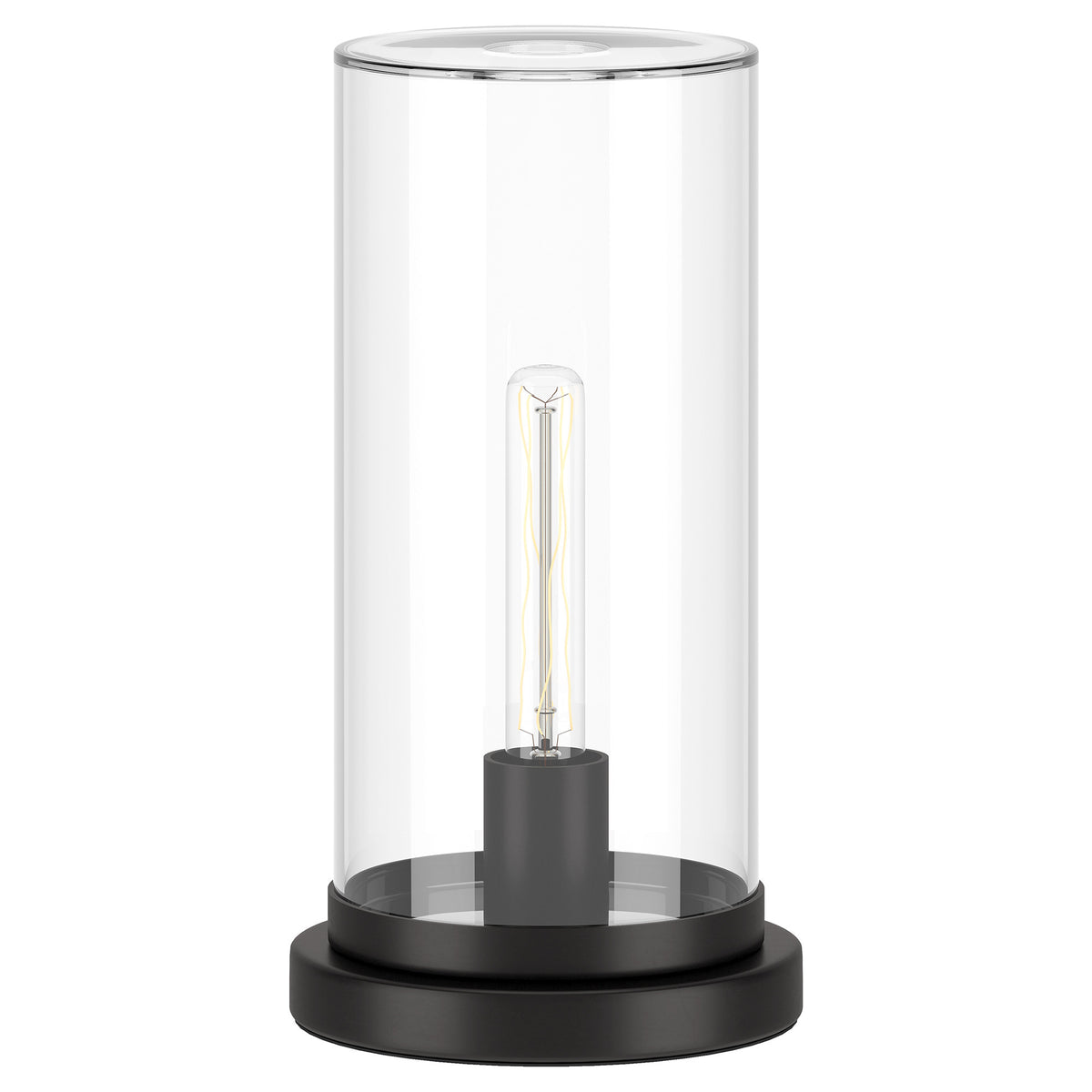 13'' Black Metal Table Lamp With Clear Cylinder Shade