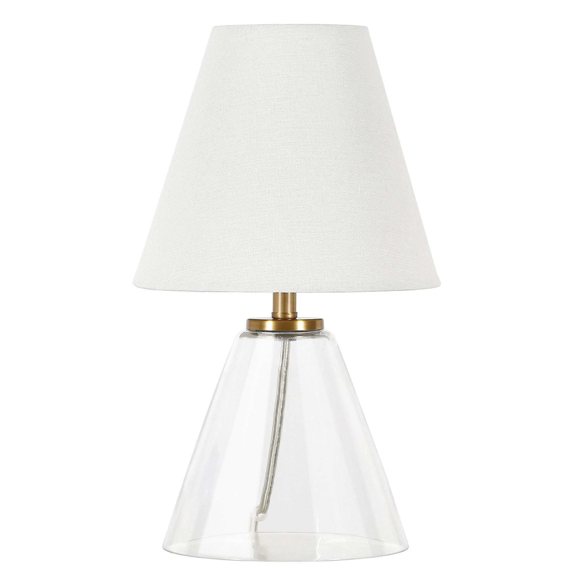 14'' Clear Glass Geometric Table Lamp With White Drum Shade