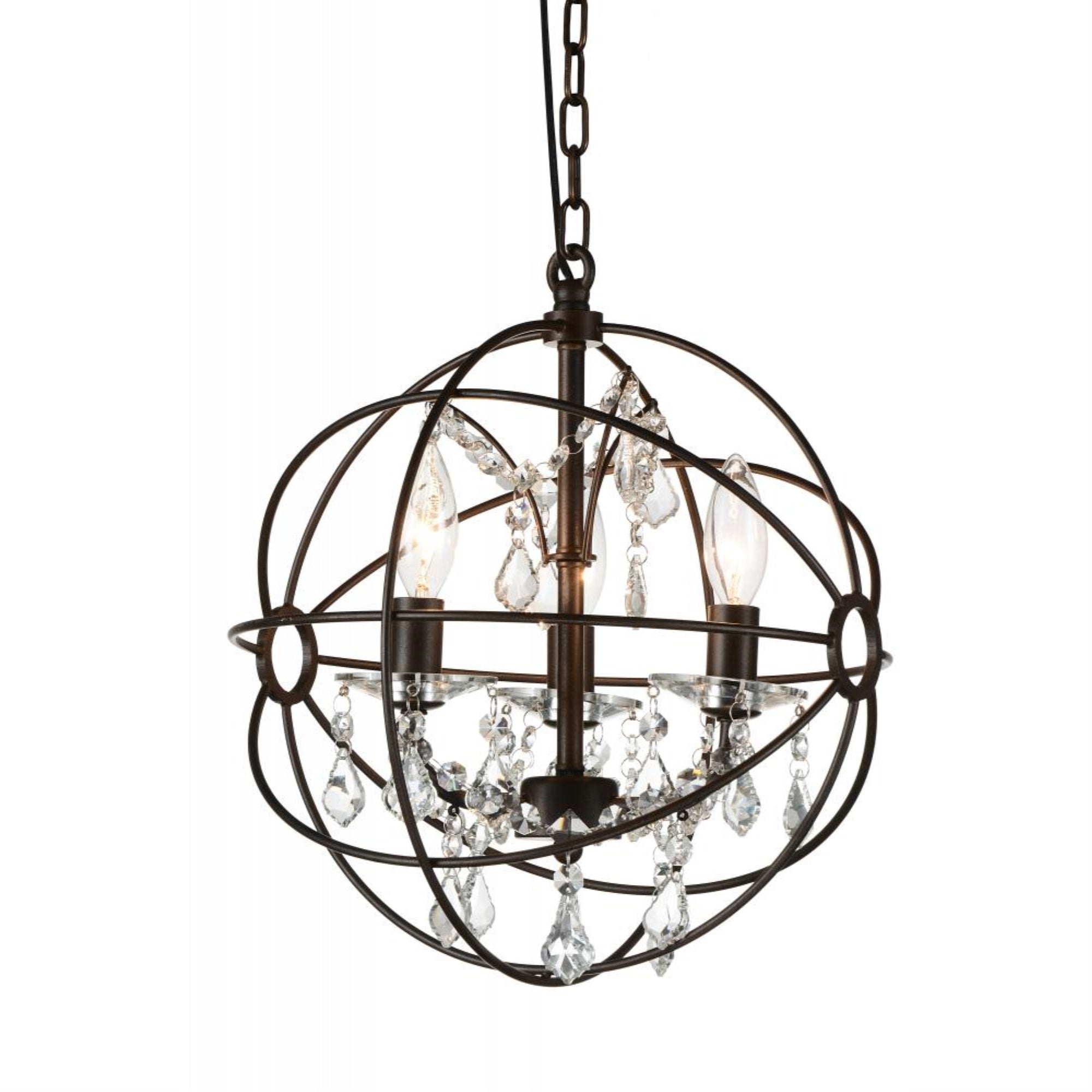 Cwi Lighting Brown Mini Chandelier, 3-Light Metal Design, Elegant Home Decor