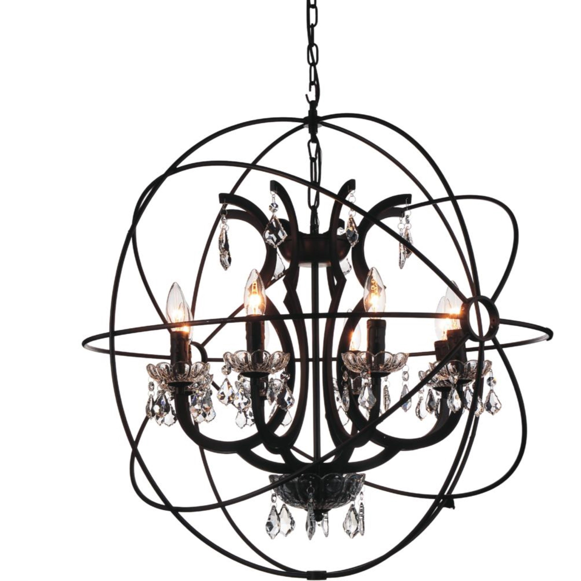 8 Light Up Chandelier with Brown finish