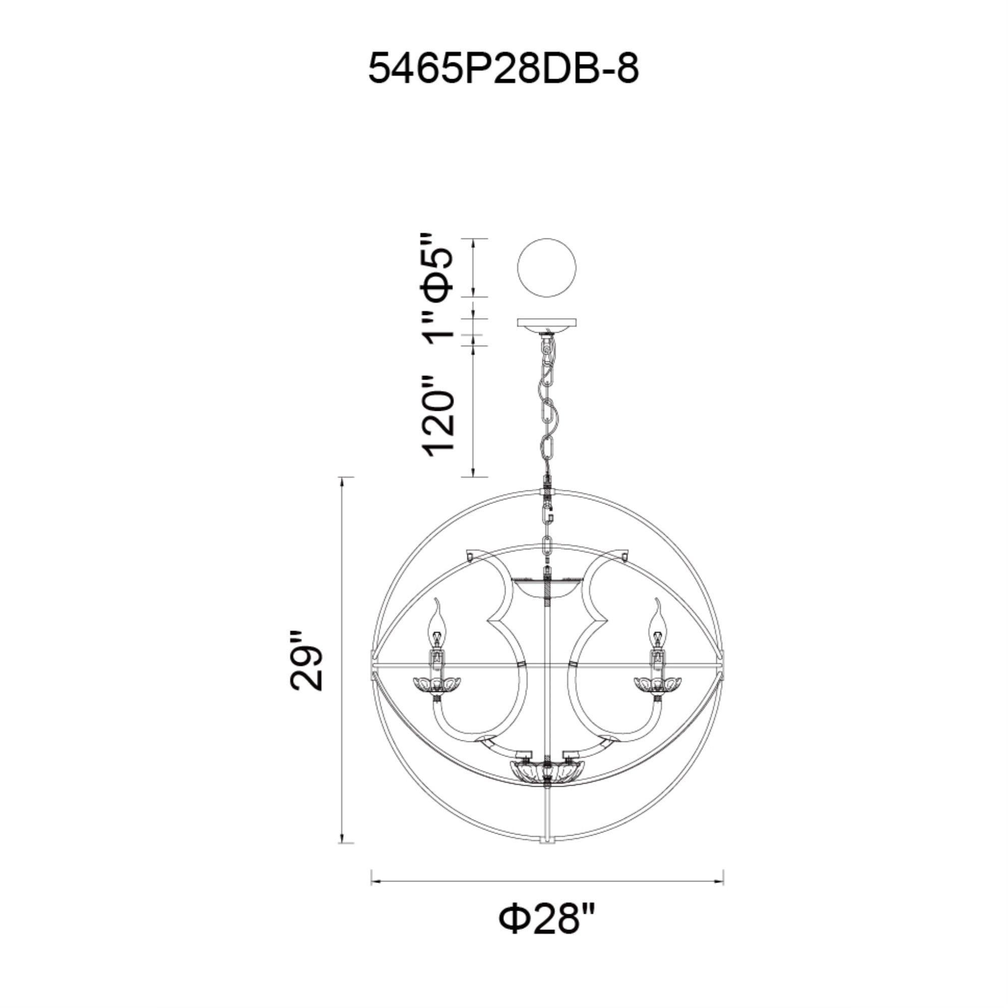 8 Light Up Chandelier with Brown finish