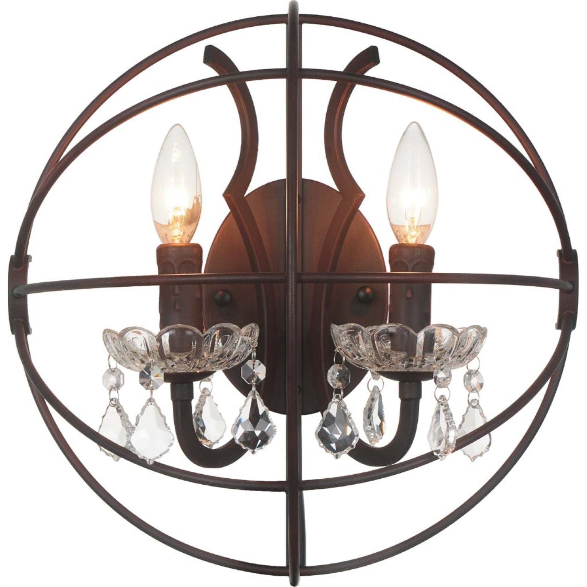 2 Light Wall Sconce with Brown finish