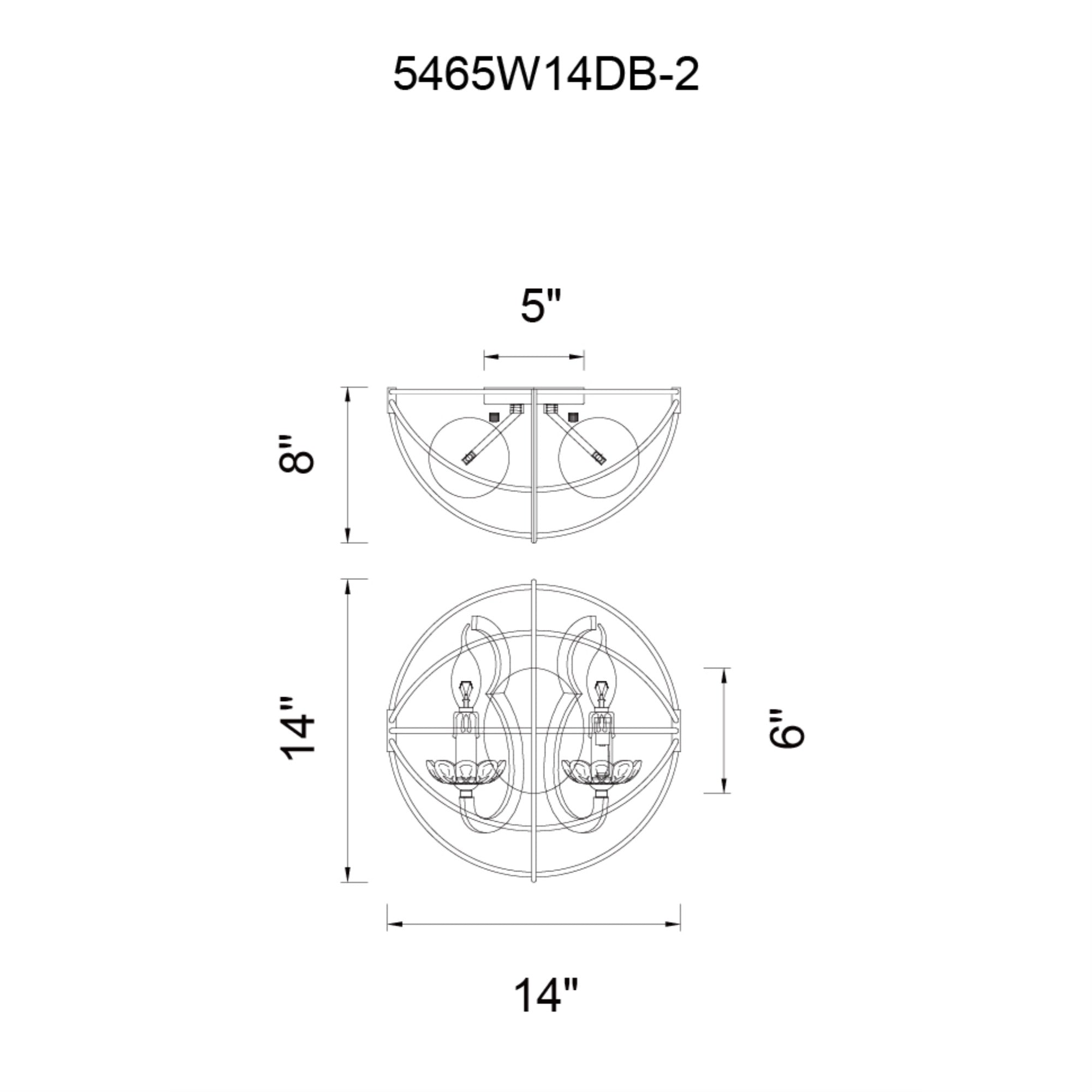 2 Light Wall Sconce with Brown finish