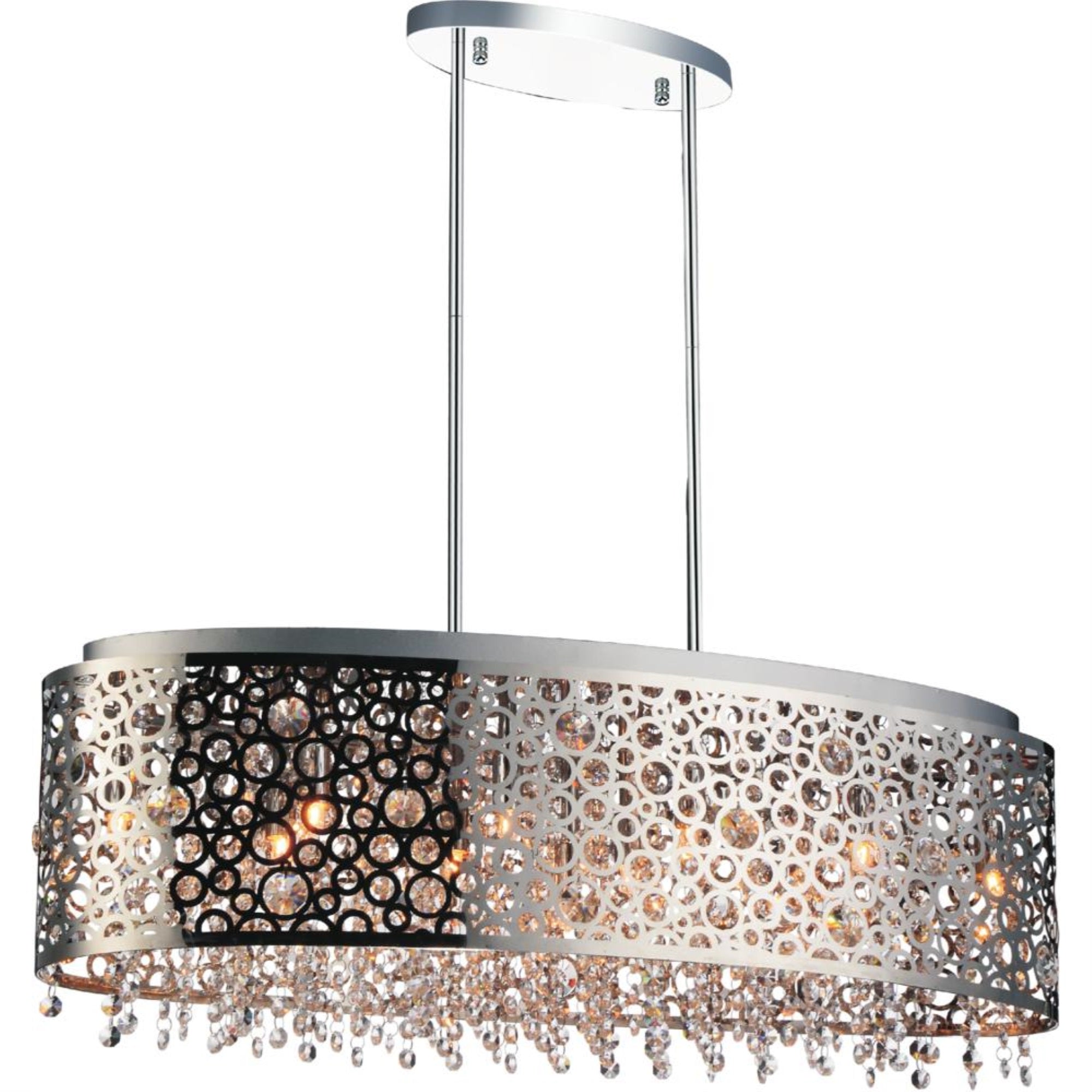 Cwi Lighting Chrome 11-Light Metal Drum Shade Chandelier - Modern Bubbles Design