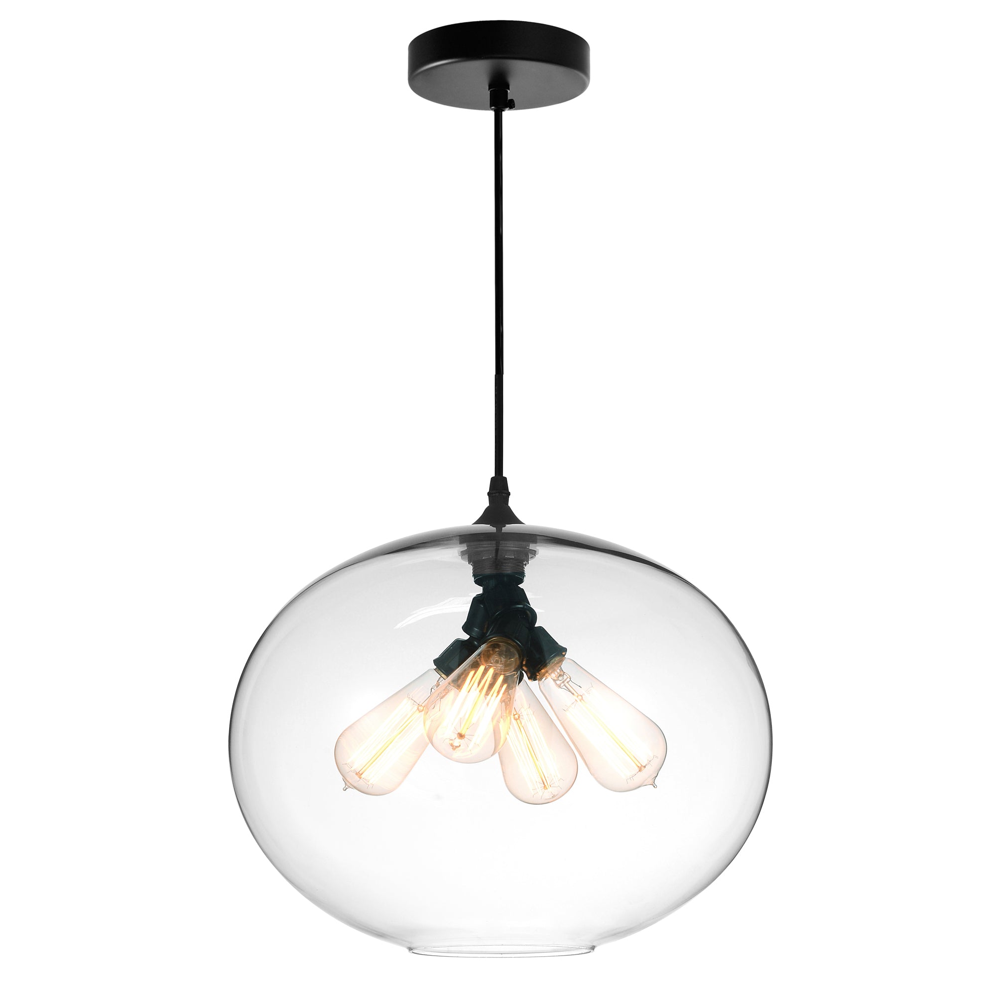 4 Light Down Pendant with Transparent finish