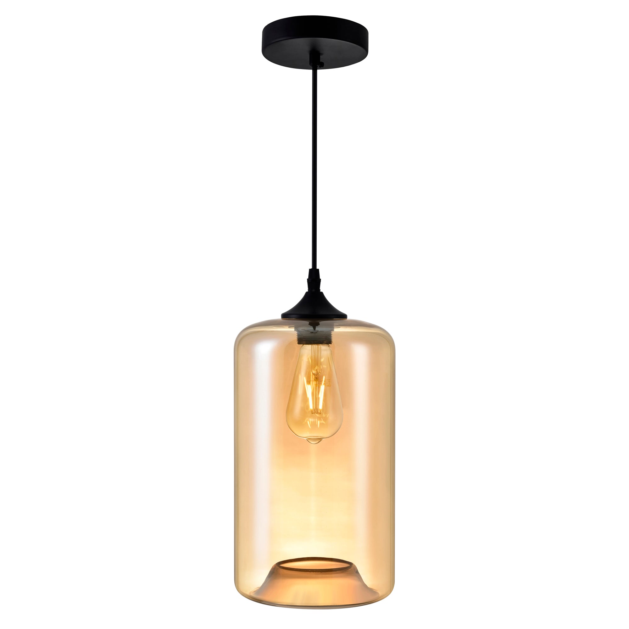 1 Light Down Mini Pendant with Transparent Cognac finish