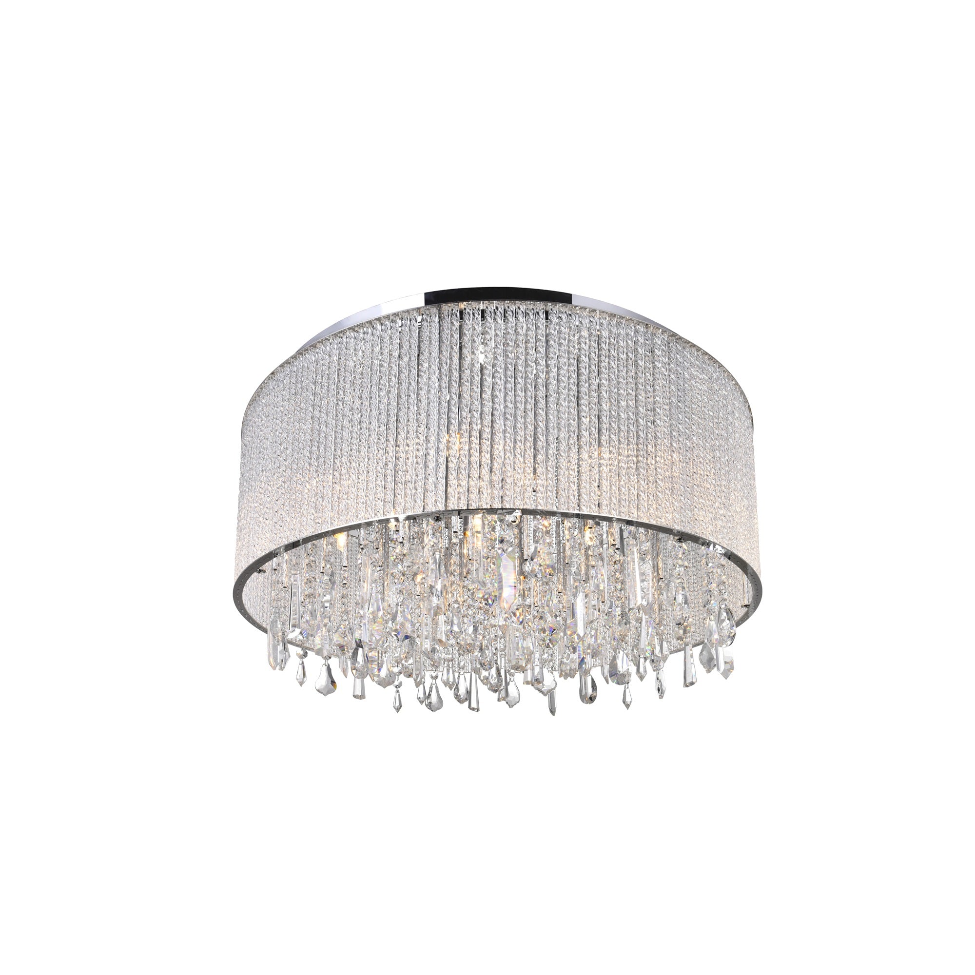 14 Light Drum Shade Flush Mount with Chrome finish