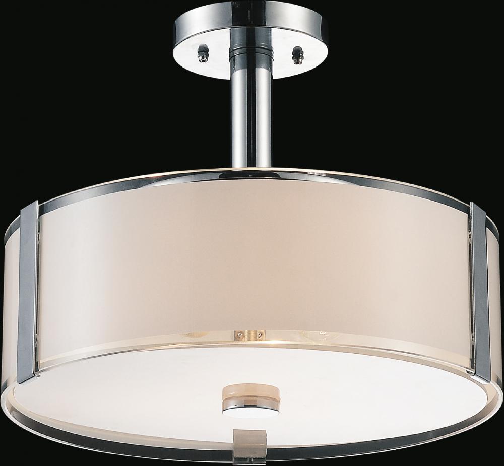 Cwi Lighting Lucie 3-Light Chrome Drum Shade Chandelier - Modern Metal Design