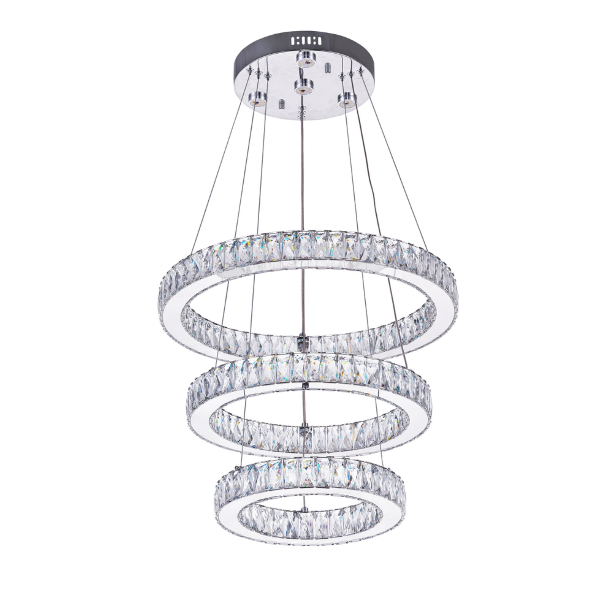 CWI Lighting Florence LED Chandelier, Chrome Finish, Model 5635P20ST-3R, Metal Material