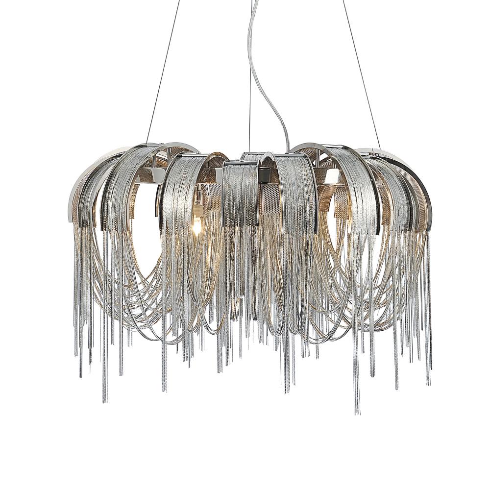 8 Light Down Chandelier with Chrome finish