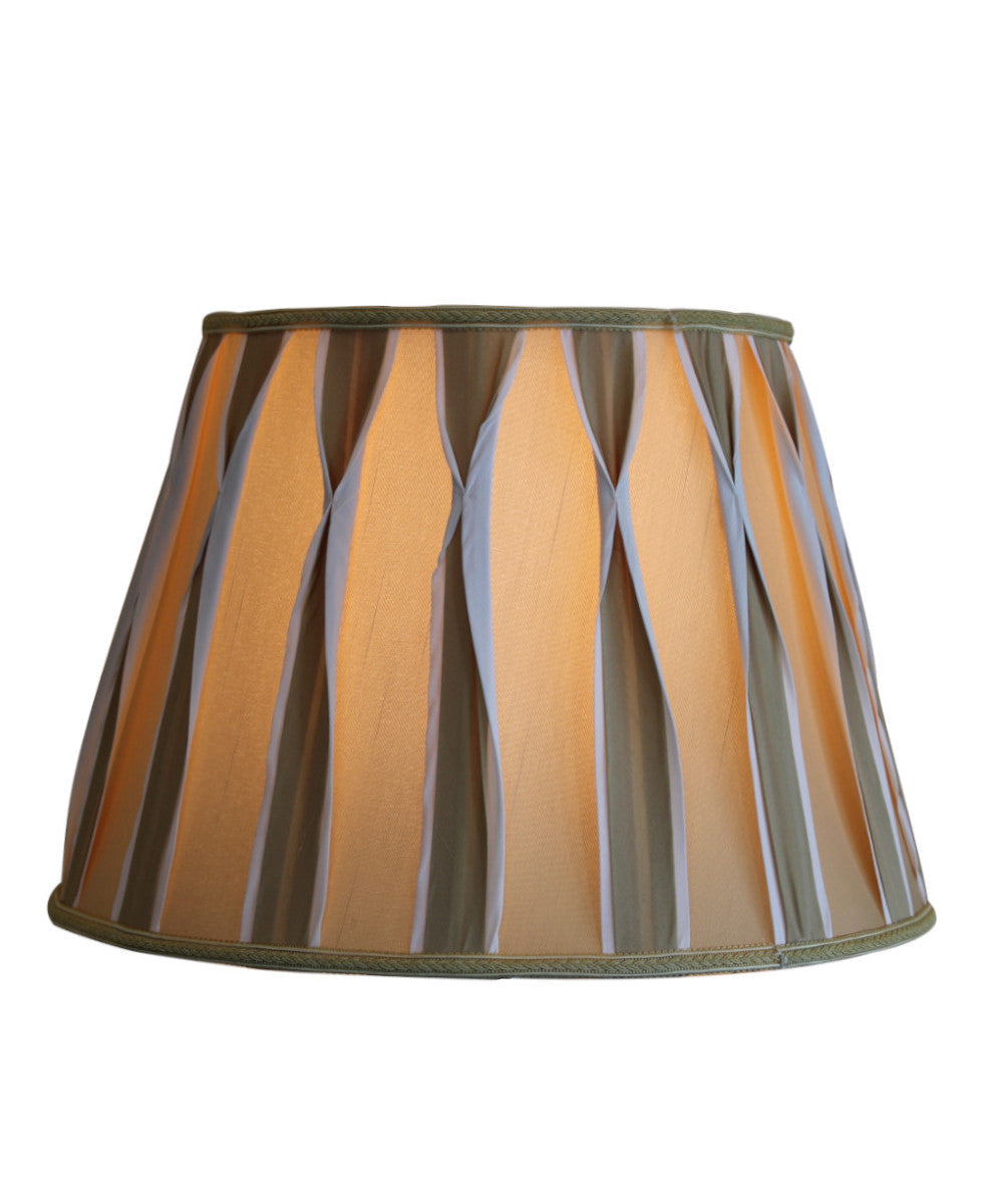 16"W x 11"H Beige/White Pinched Pleat Shantung Lampshade