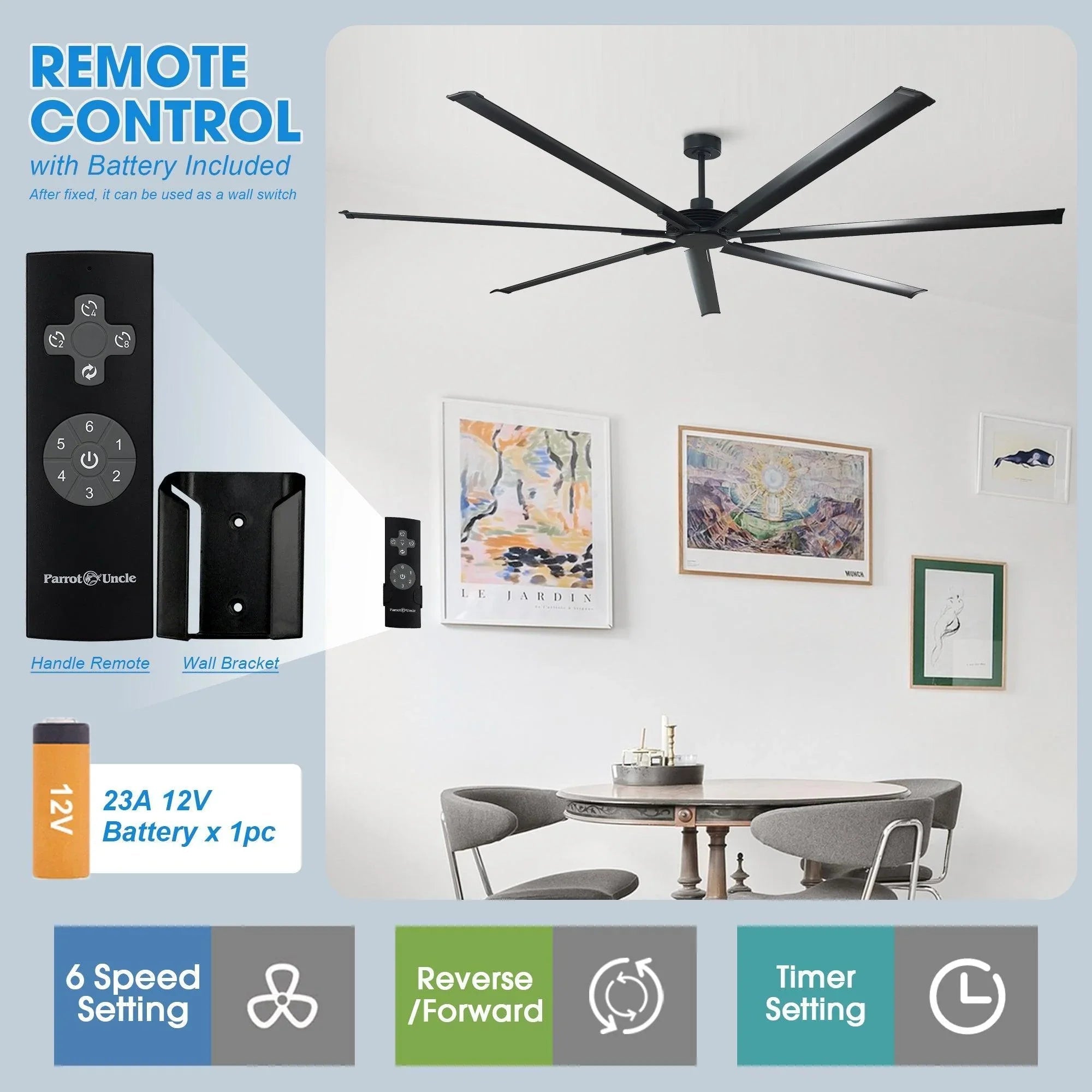 Silent Storm Extra Large Ceiling Fan with Remote Control