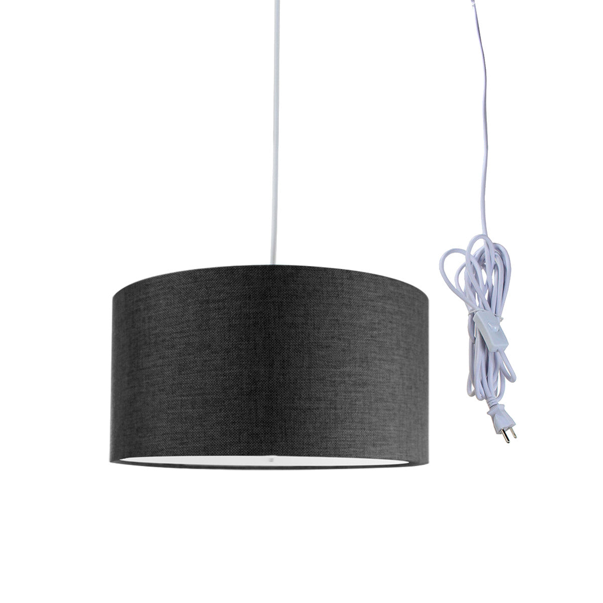 14"W 2 Light Swag Plug-In Pendant  Granite Gray with Diffuser White Cord