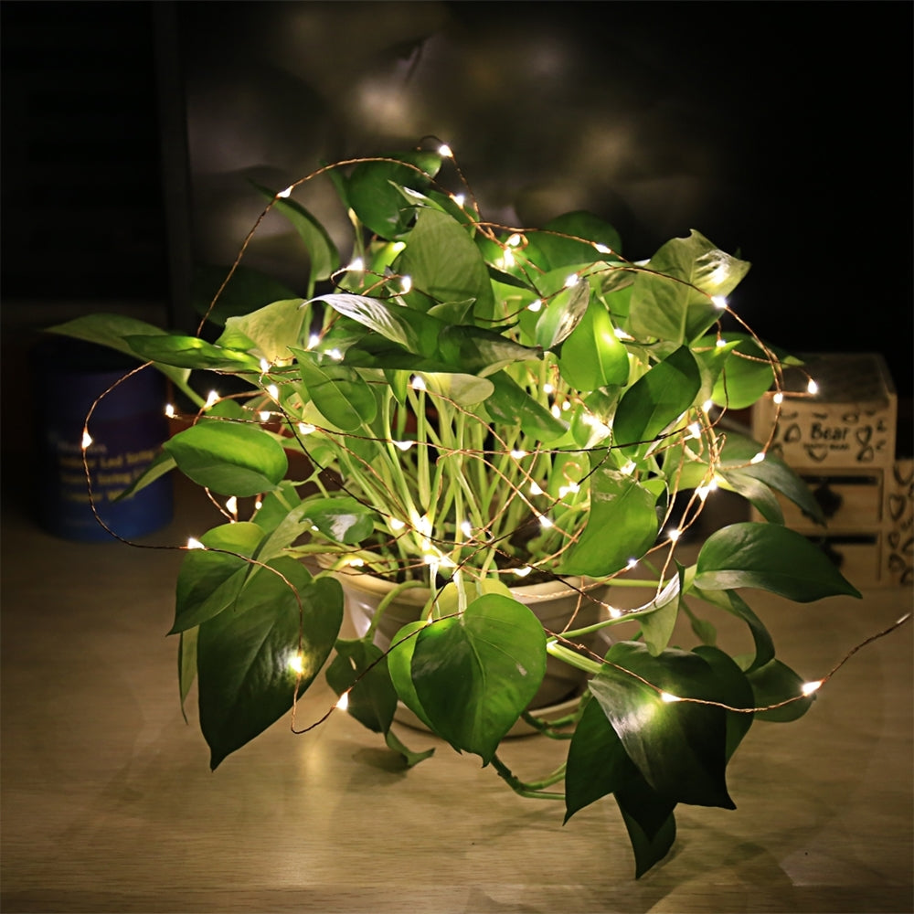 100 LED Natural Copper Fairy Plug in Lights - Warm White